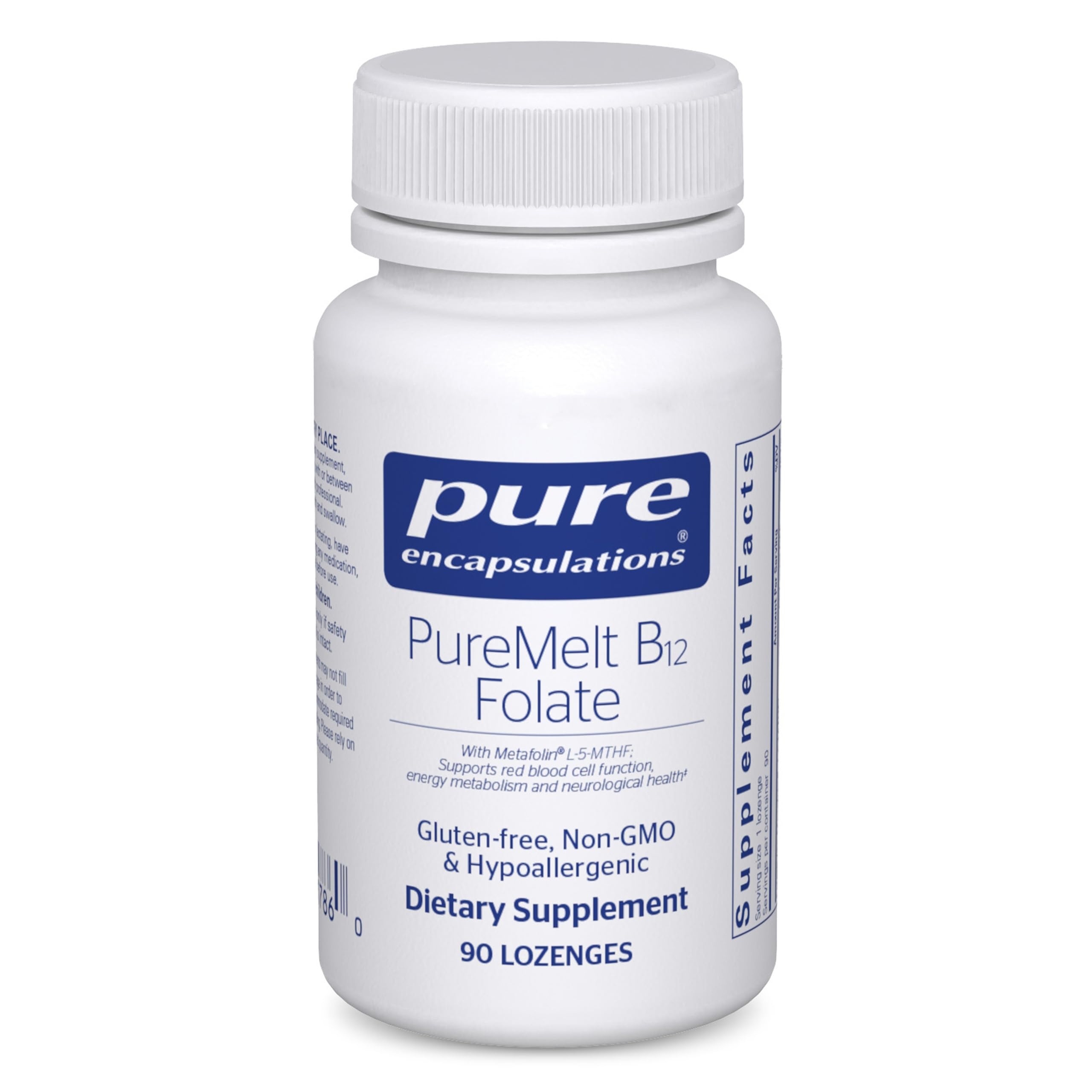 PureEncapsulations PureMelt B12 Folate, pastilla para chupar con sabor agradable, uso diario