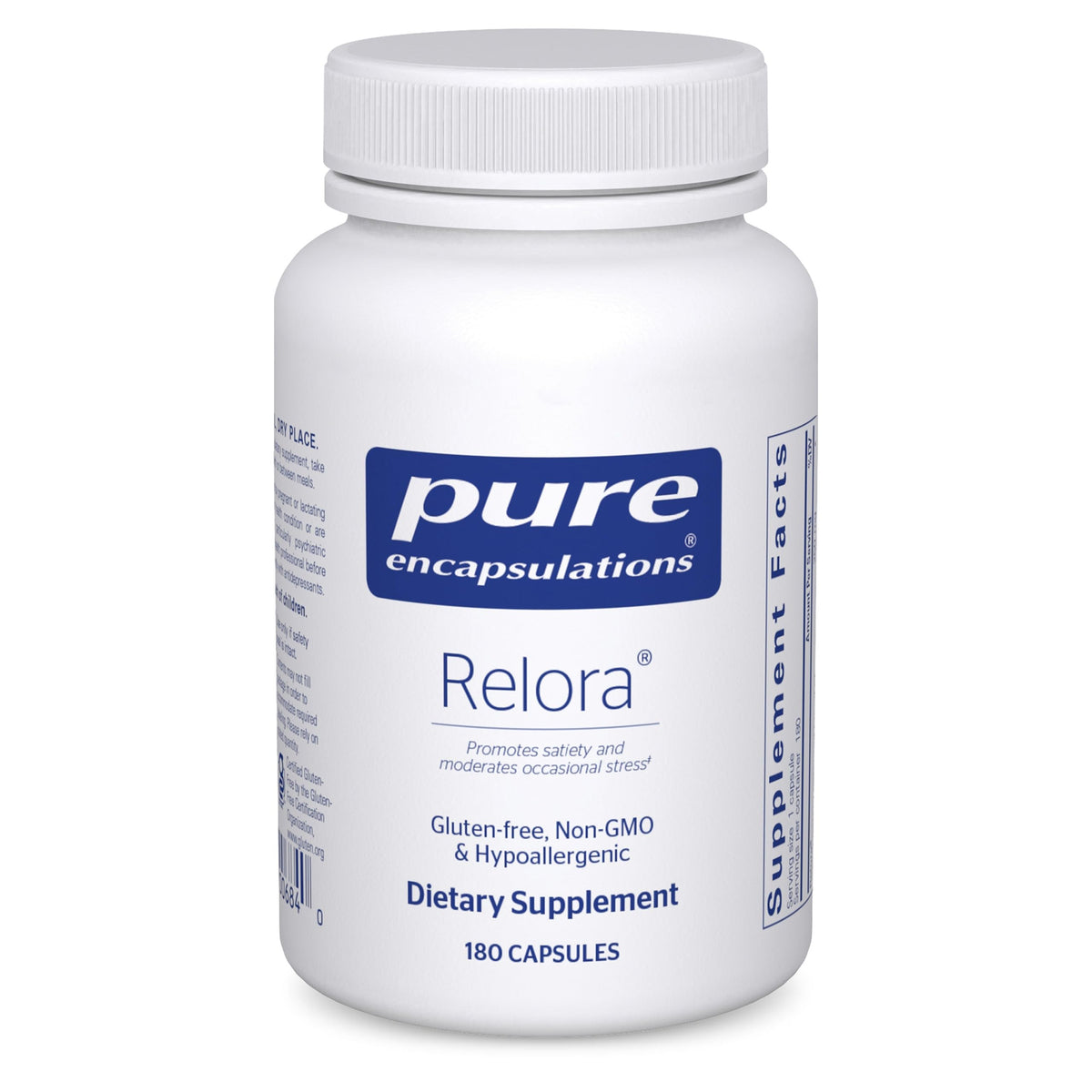 Relora Pure Encapsulations en botella, promueve relajación ante el estrés diario
