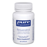 Pure Encapsulations Resveratrol, botella de 120 cápsulas para apoyo antioxidante diario.