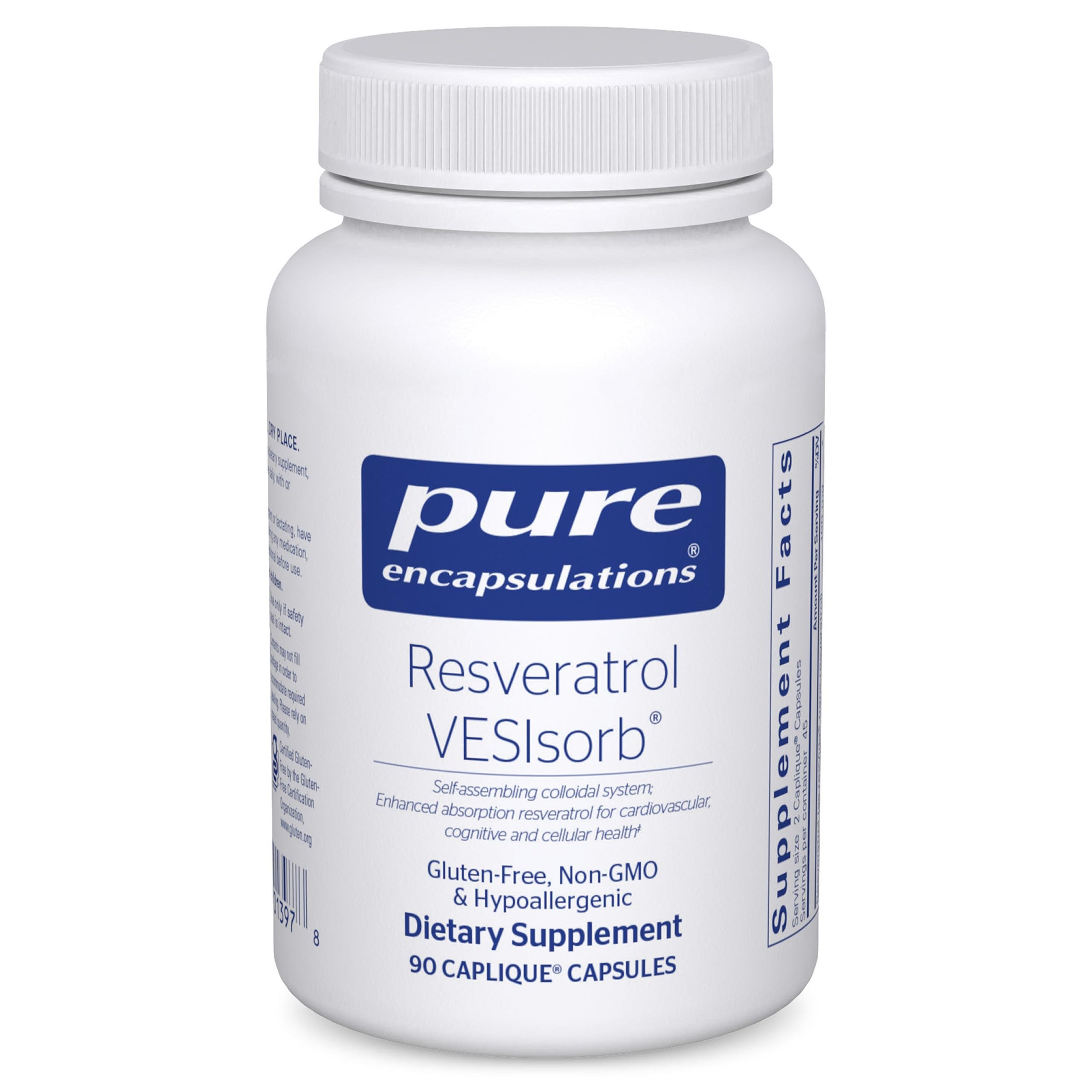 Pure Encapsulations Resveratrol VES-Sorb botella: apoyo para la salud celular y cardiovascular.