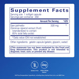 Etiqueta frontal de Pure Encapsulations Saw Palmetto 320 destacando beneficios