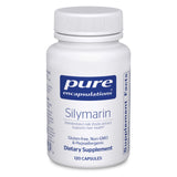Pure Encapsulations Silymarin en botella, posible apoyo a la salud hepática diaria.