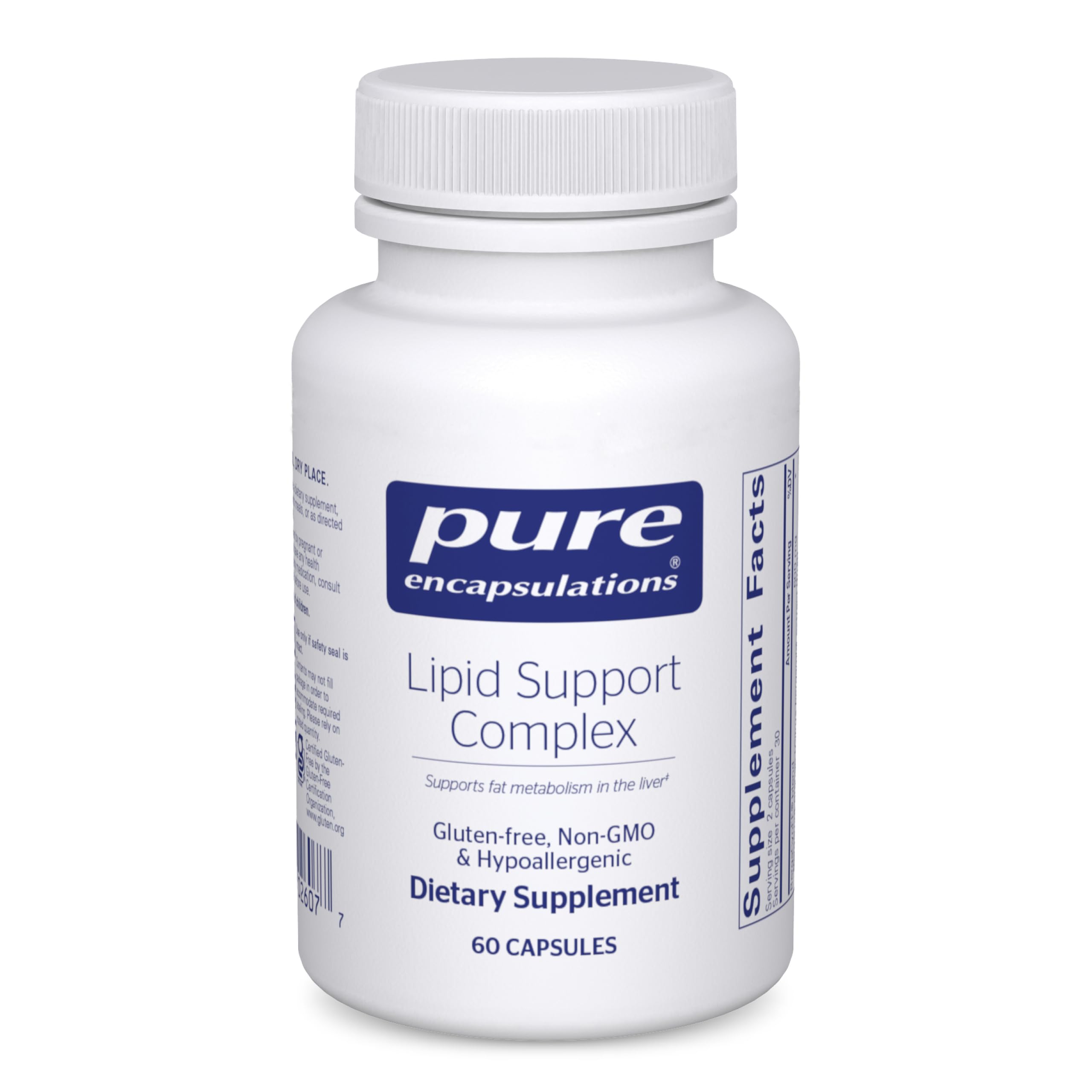 Pure Encapsulations Lipid Support Complex en botella: apoyo hepático y metabolismo de lípidos