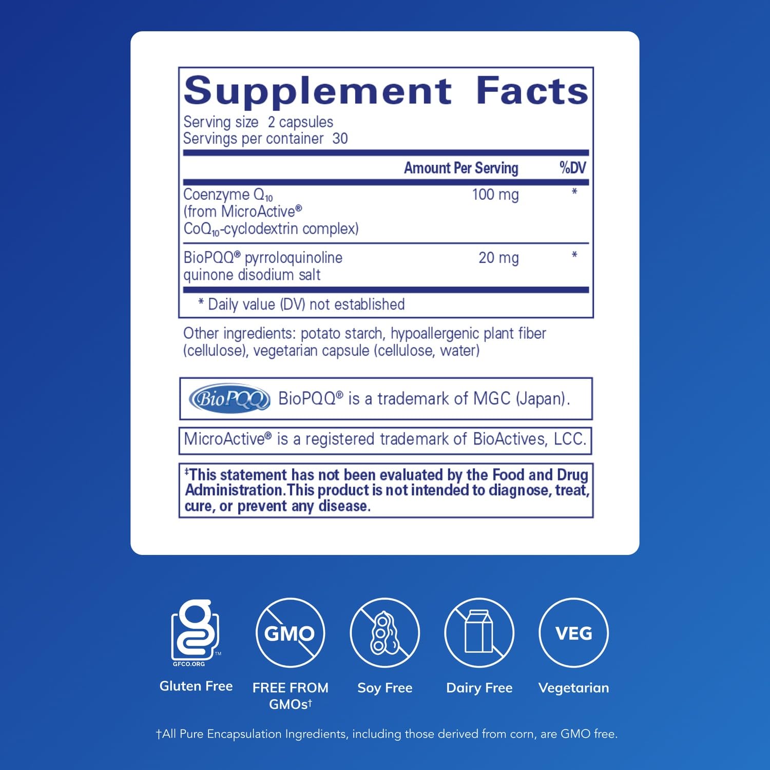Pure Encapsulations SR-CoQ10 con PQQ cápsulas para uso diario