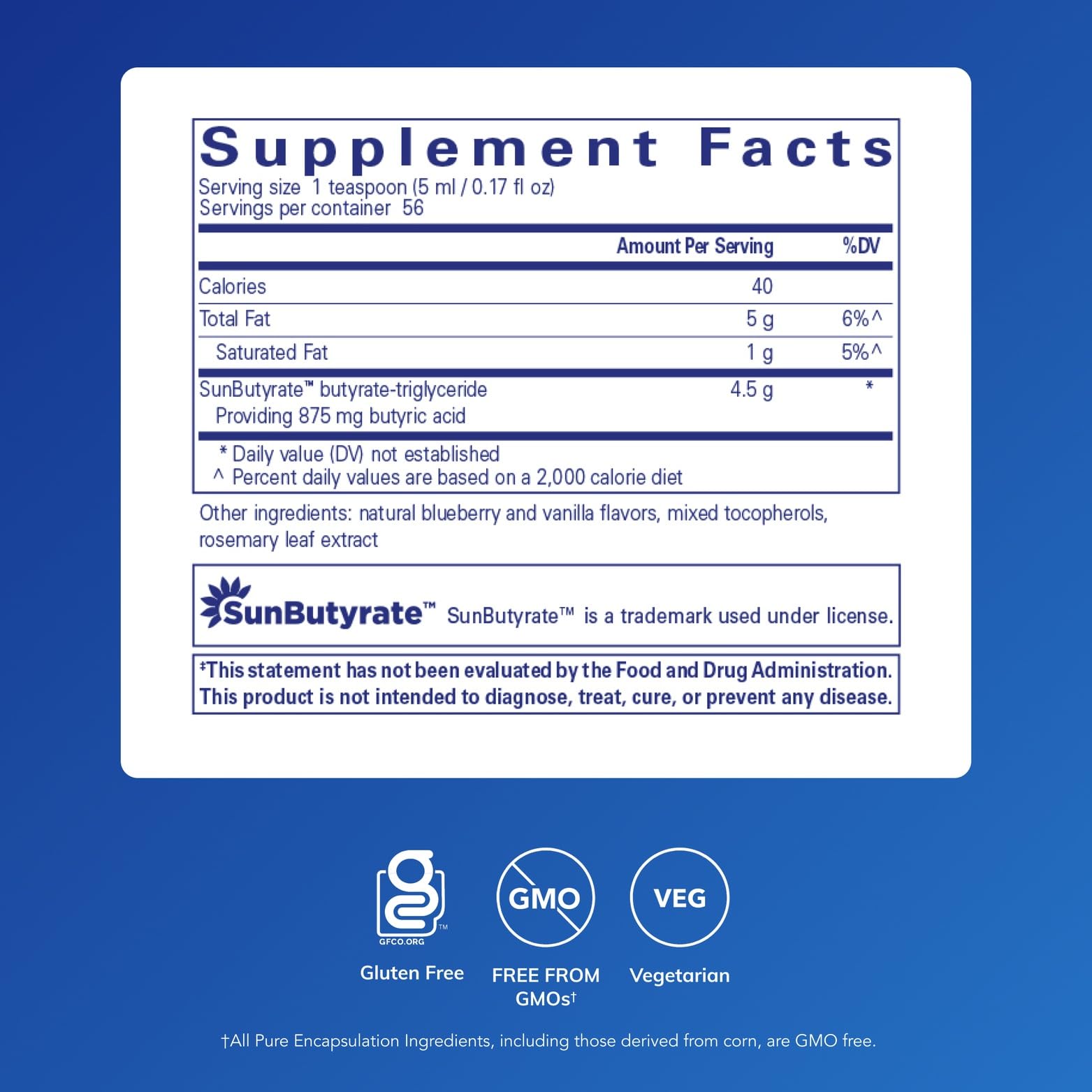 Pure Encapsulations SunButyrate-TG líquido, uso diario en formato conveniente.
