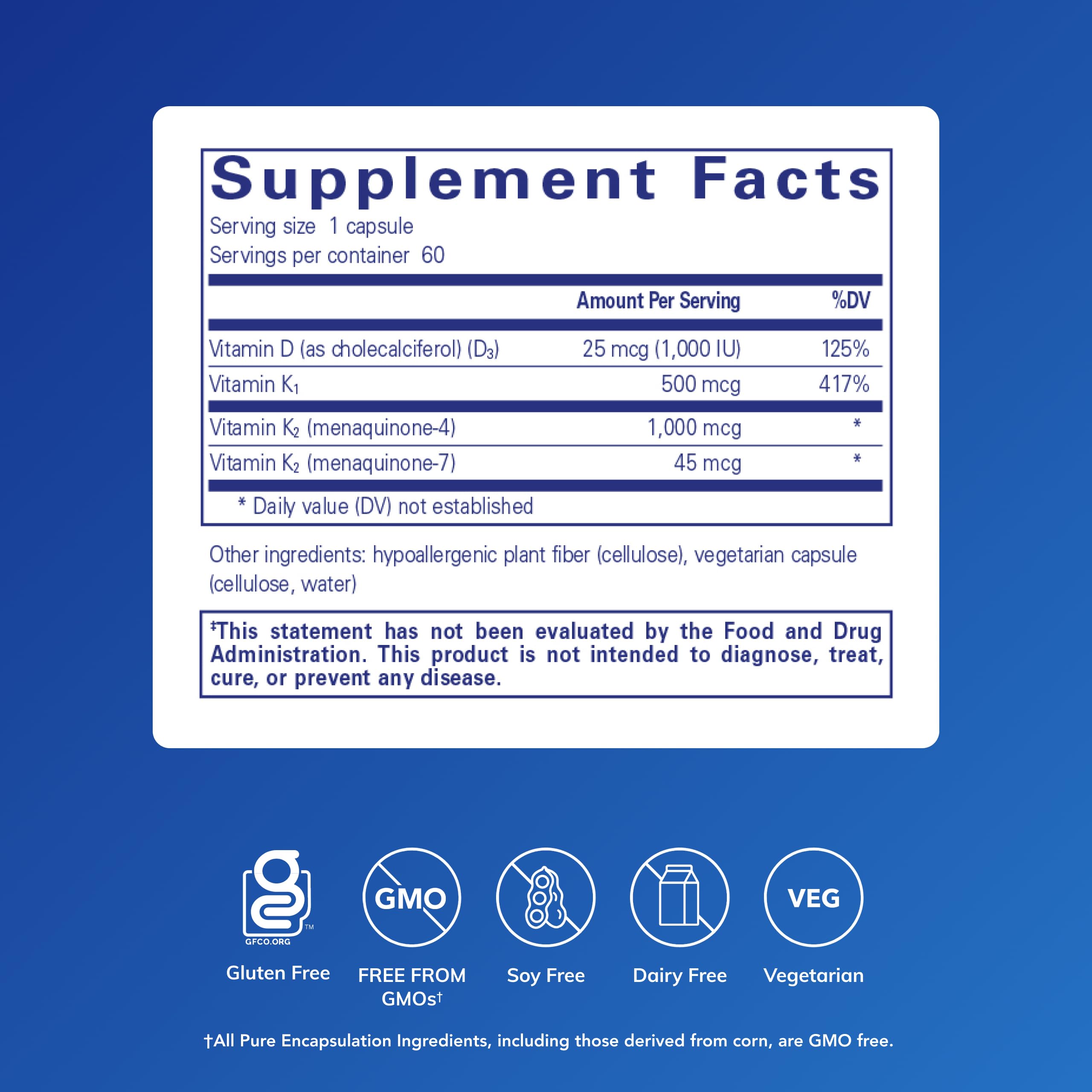 Synergy K Pure Encapsulations cápsulas cercanas para uso diario