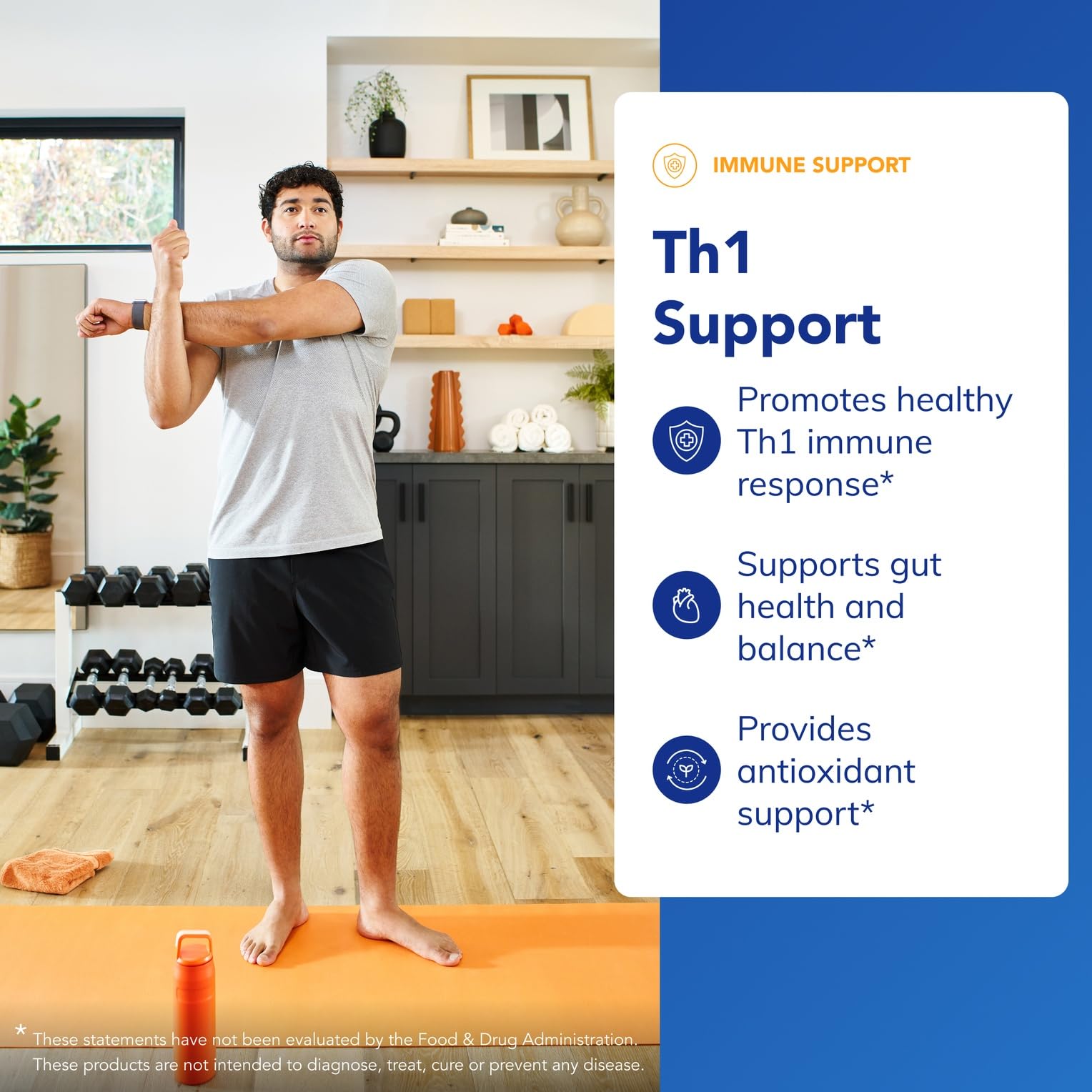 Etiqueta del producto Pure Encapsulations Th1 Support con información clara.