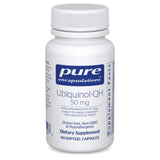 Pure Encapsulations Ubiquinol-QH 50 mg, botella vista frontal, potencial apoyo de energía celular.