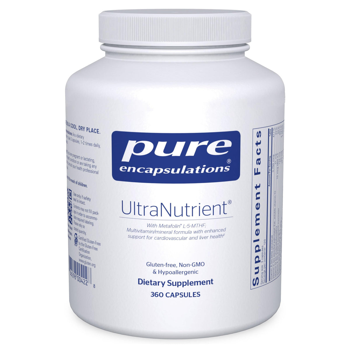 Ultranutrient de Pure Encapsulations, botella de cápsulas para uso diario