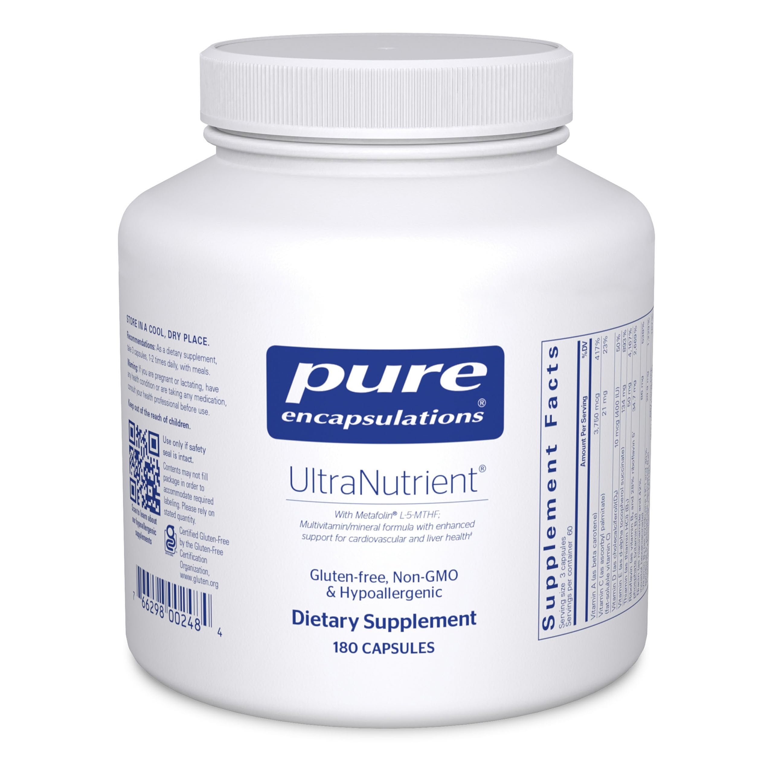 Pure Encapsulations UltraNutrient: cápsulas minerales para soporte diario de la salud.