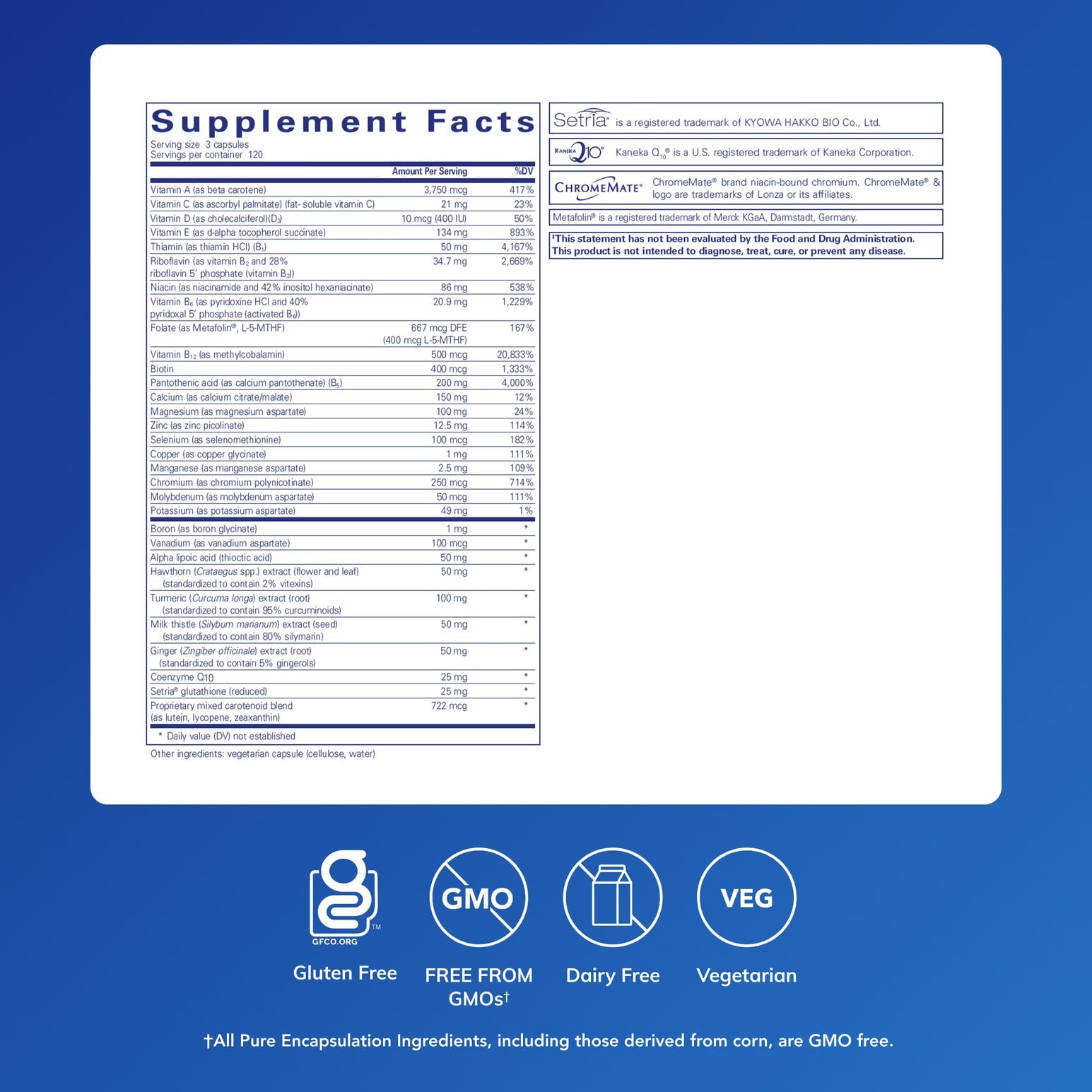 Etiqueta de Ultranutrient mostrando ingredientes clave y beneficios
