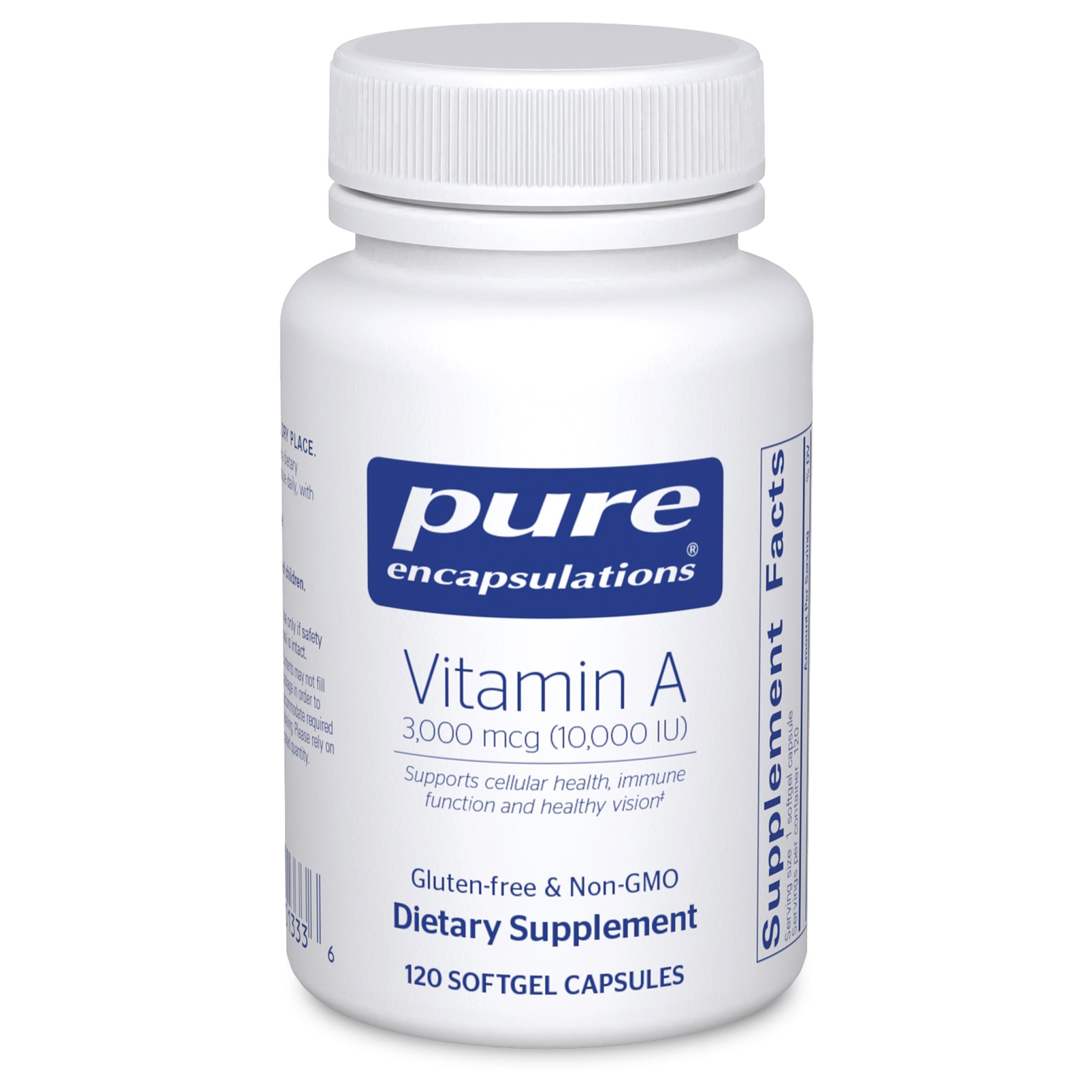 Pure Encapsulations Vitamina A, cápsula blanda de 3000mcg para visión y sistema inmune