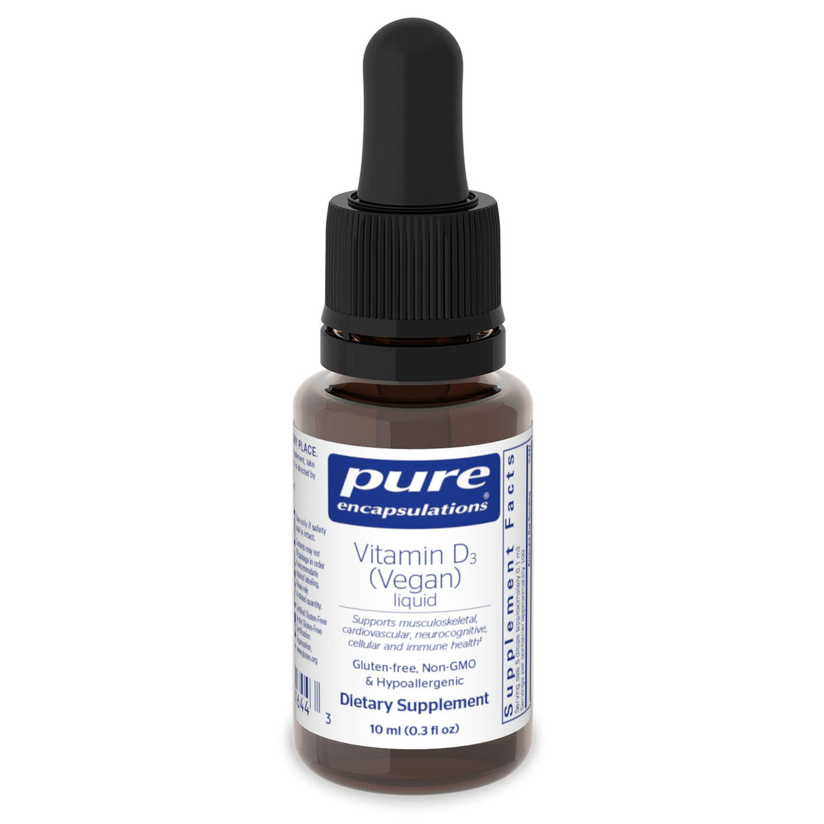Pure Encapsulations Vitamina D3 vegana en frasco para apoyo óseo y salud inmunitaria