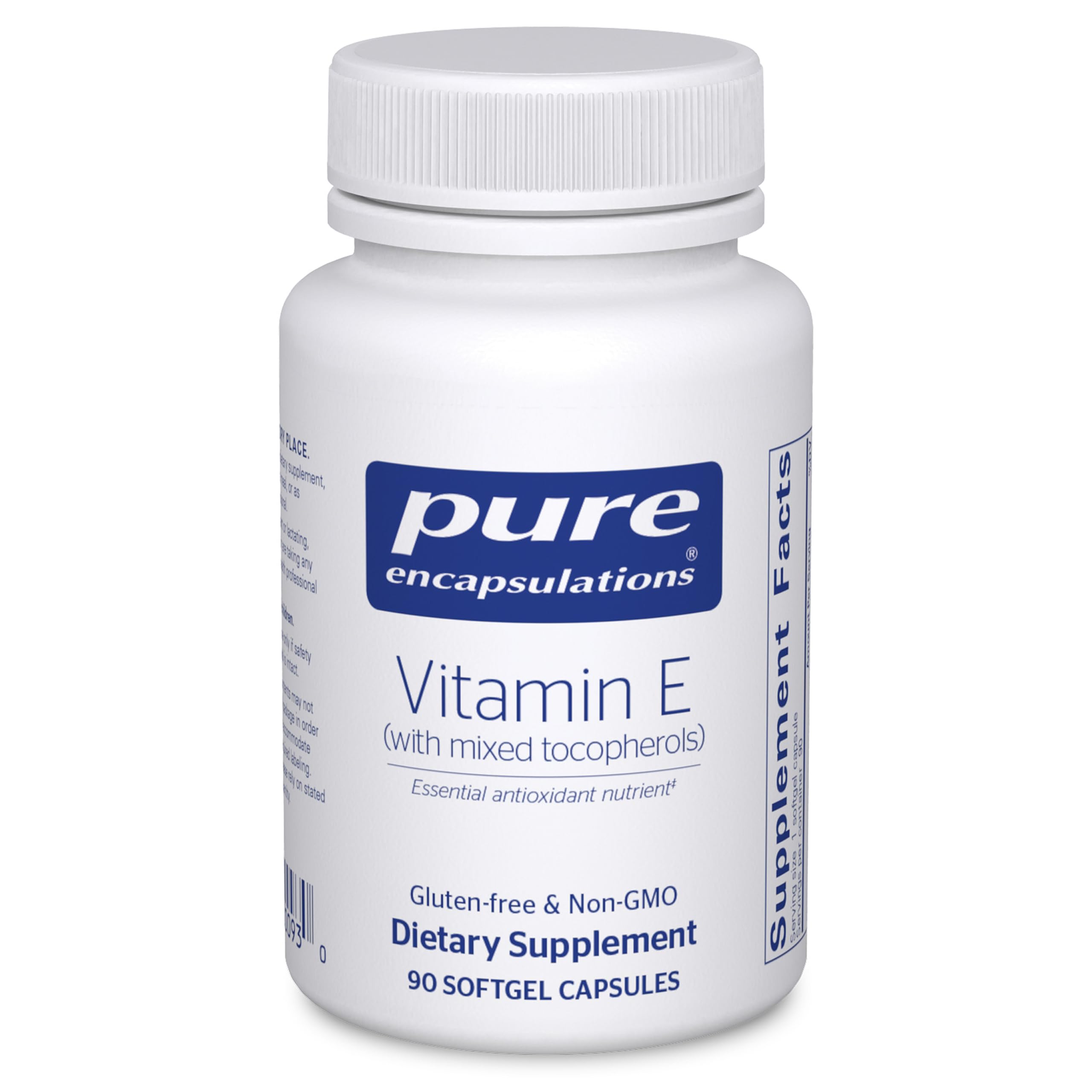 Pure Encapsulations Vitamina E con tocoferoles mezclados en botella para uso diario