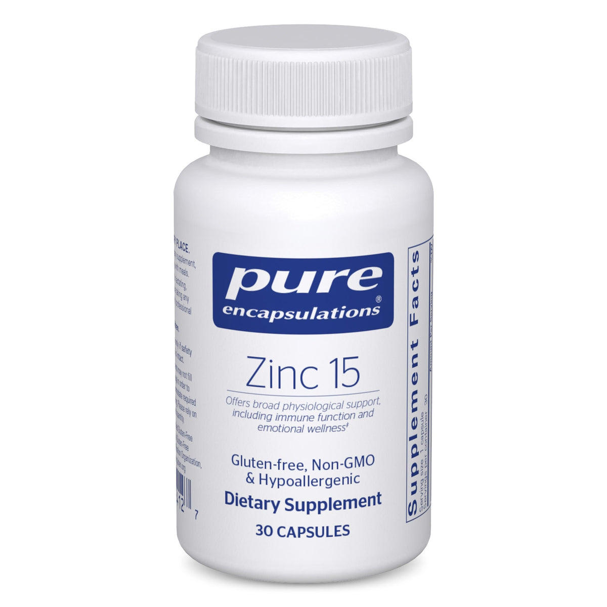 Pure Encapsulations Zinc 15 mg: cápsula, apoyo inmunitario posible y salud general.