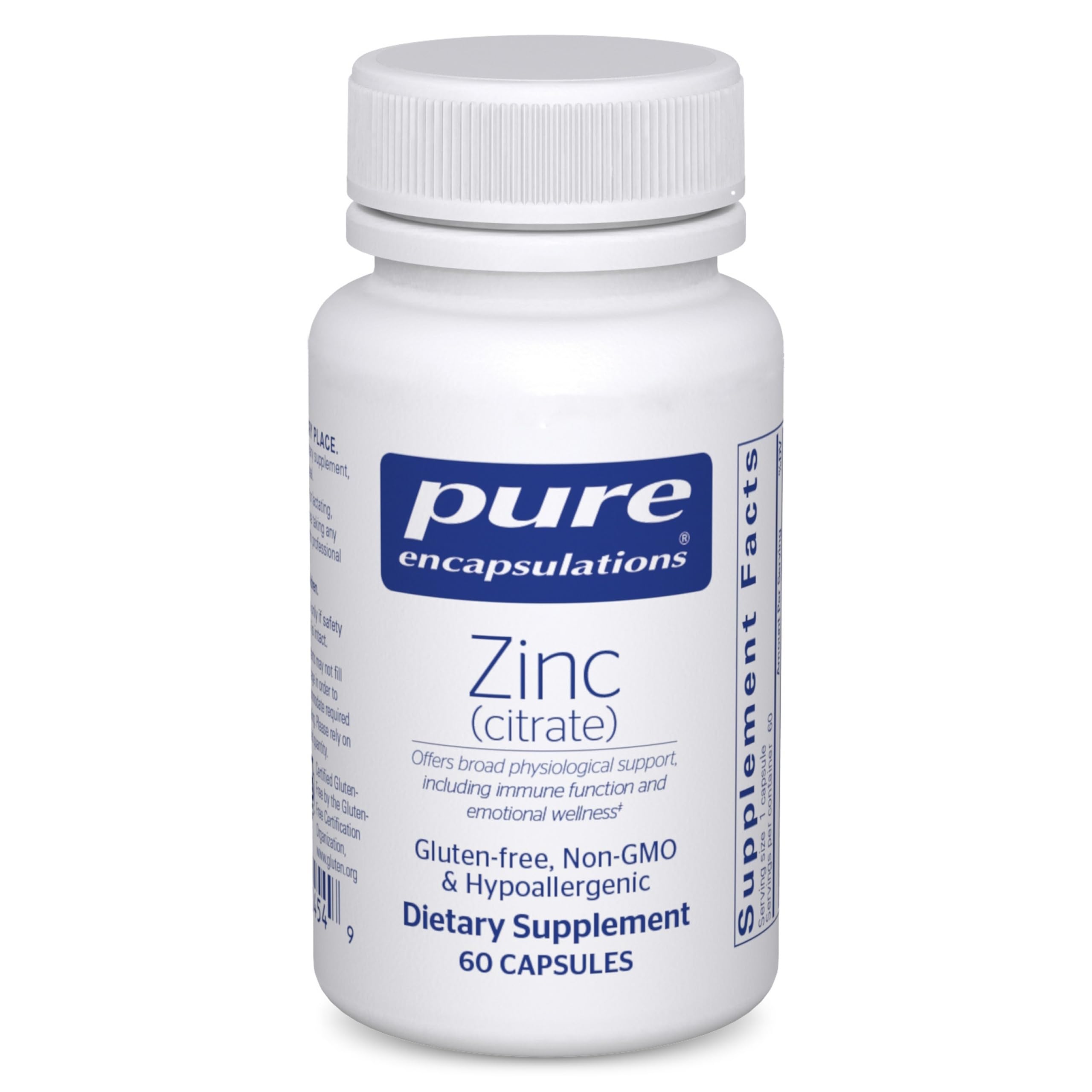 Pure Encapsulations Zinc Citrato: cápsula de 30 mg para soporte diario