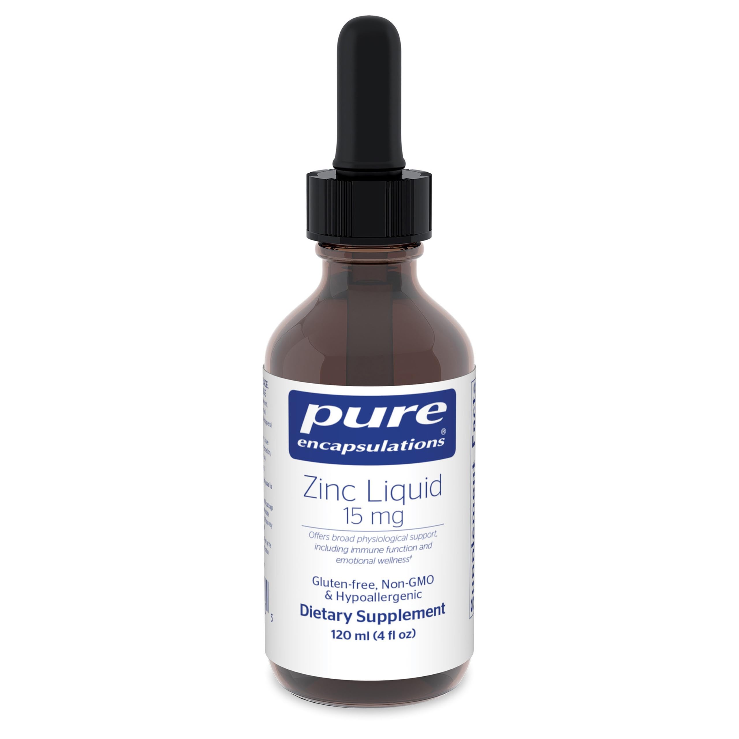 Pure Encapsulations Zinc Liquid 15 mg, botella de 4 oz para toma diaria
