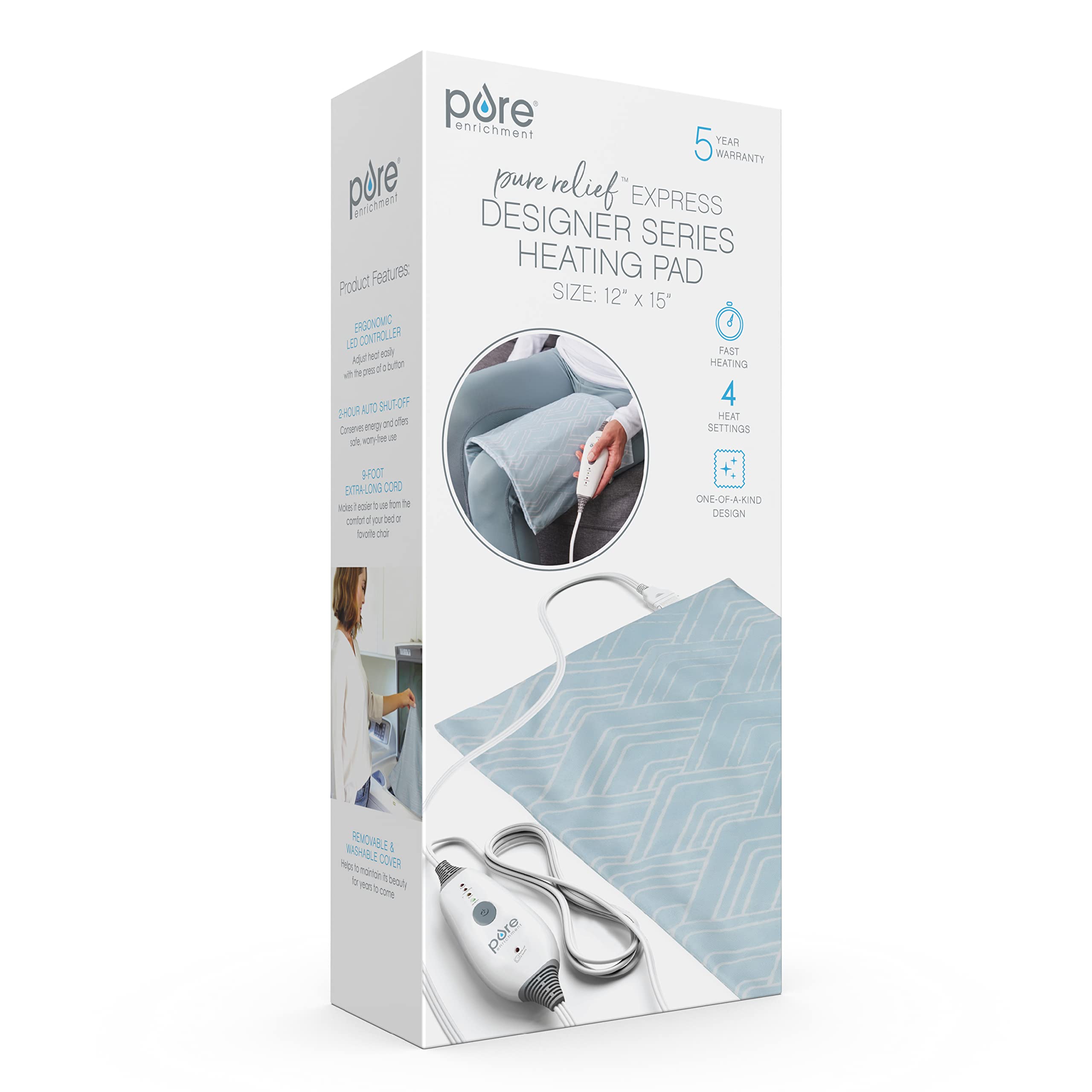 Garantía de 5 años de Pure Enrichment PureRelief Express Cerulean Diamond para tranquilidad.