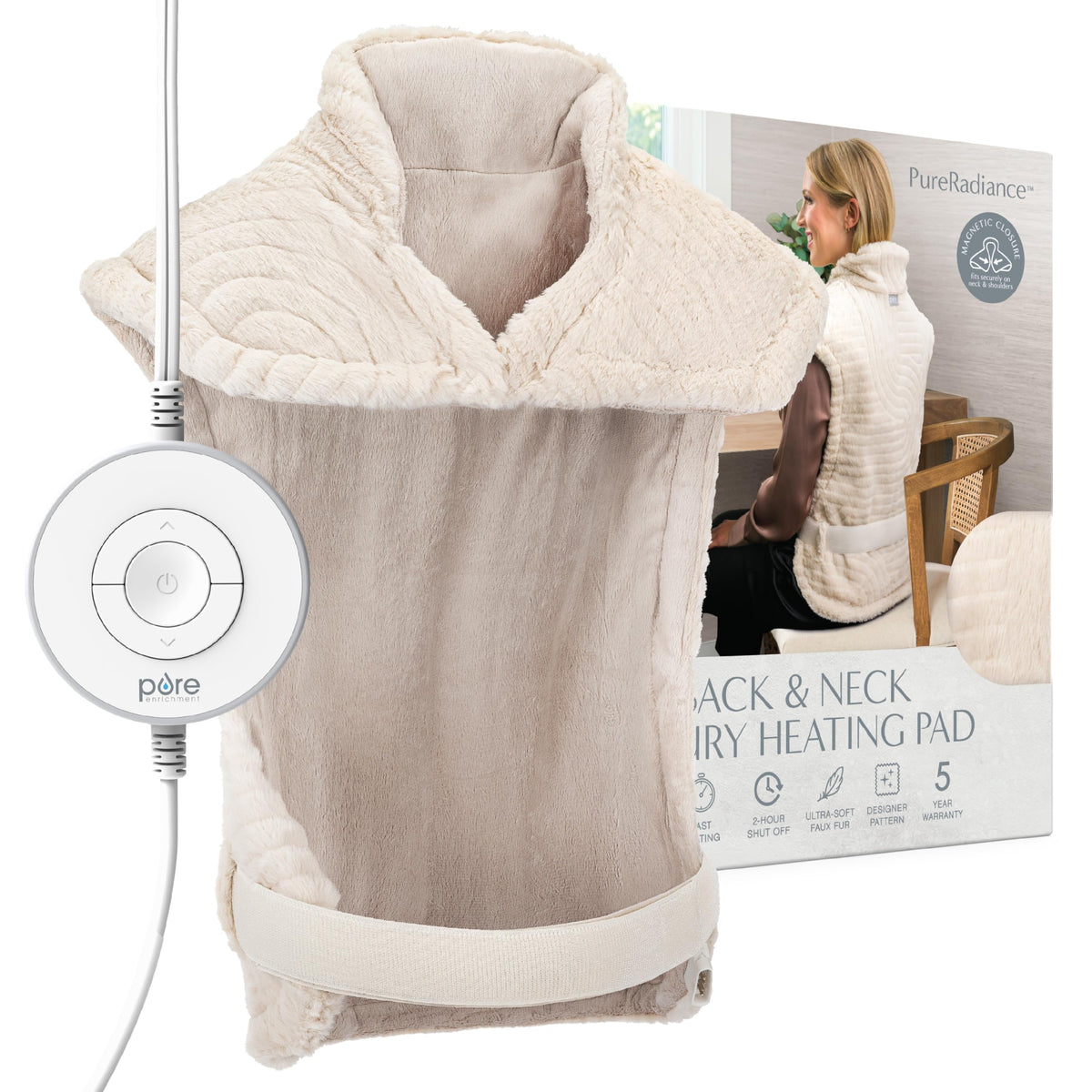 Pure Enrichment PureRadiance almohadilla espalda cuello, calor suave para confort diario.