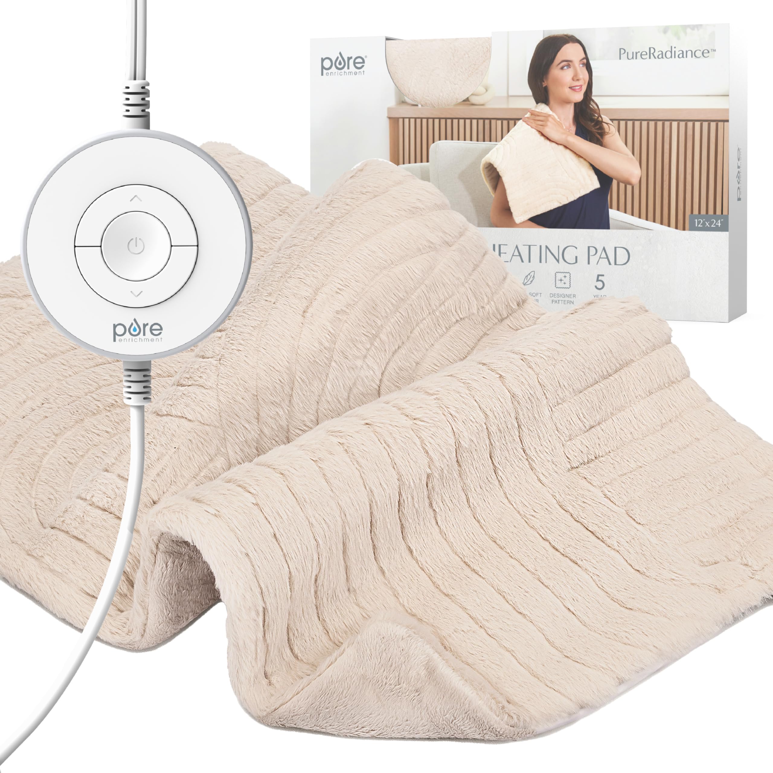 Pure Enrichment PureRadiance: controlador circular, calor rápido para relajación precisa.