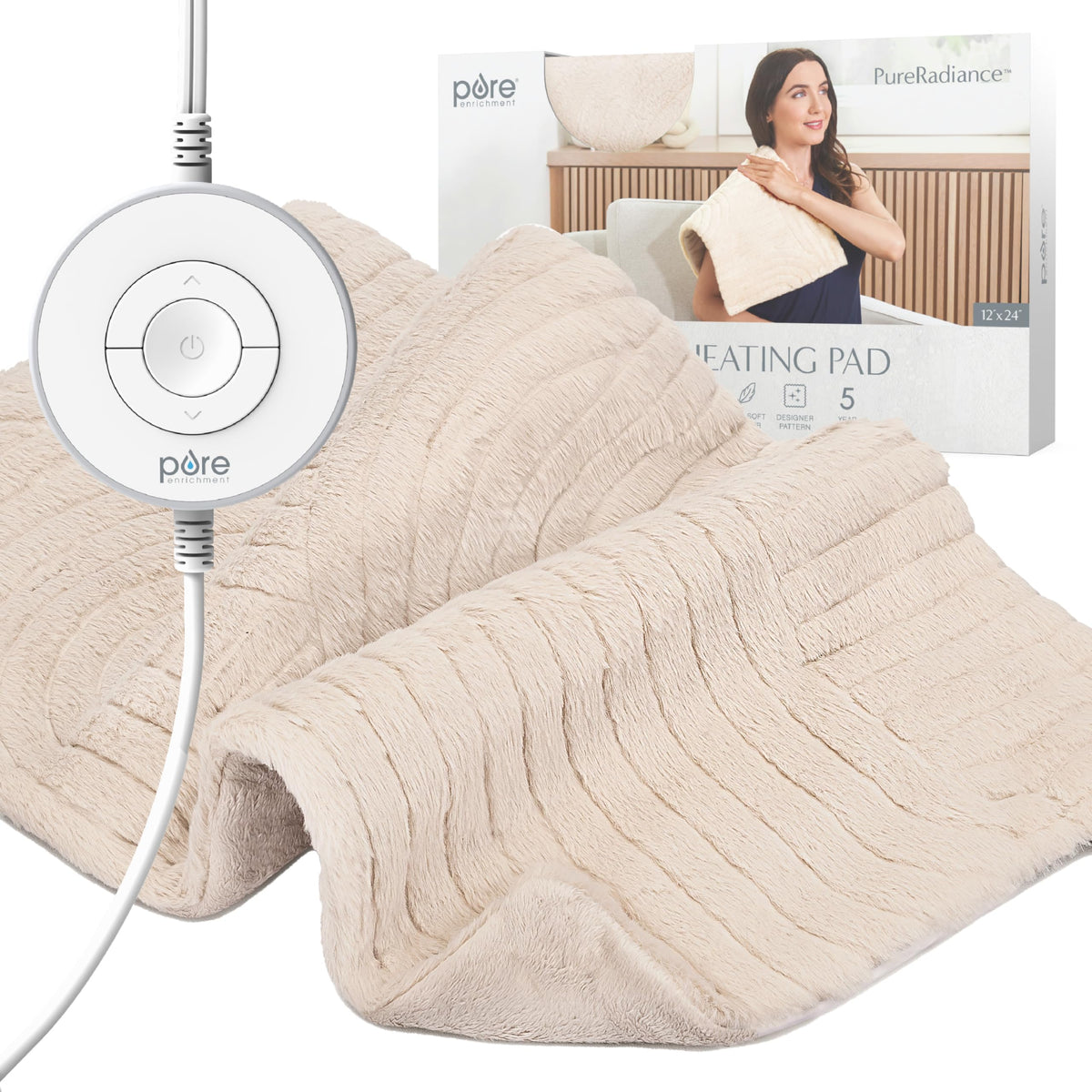 Pure Enrichment PureRadiance: controlador circular, calor rápido para relajación precisa.
