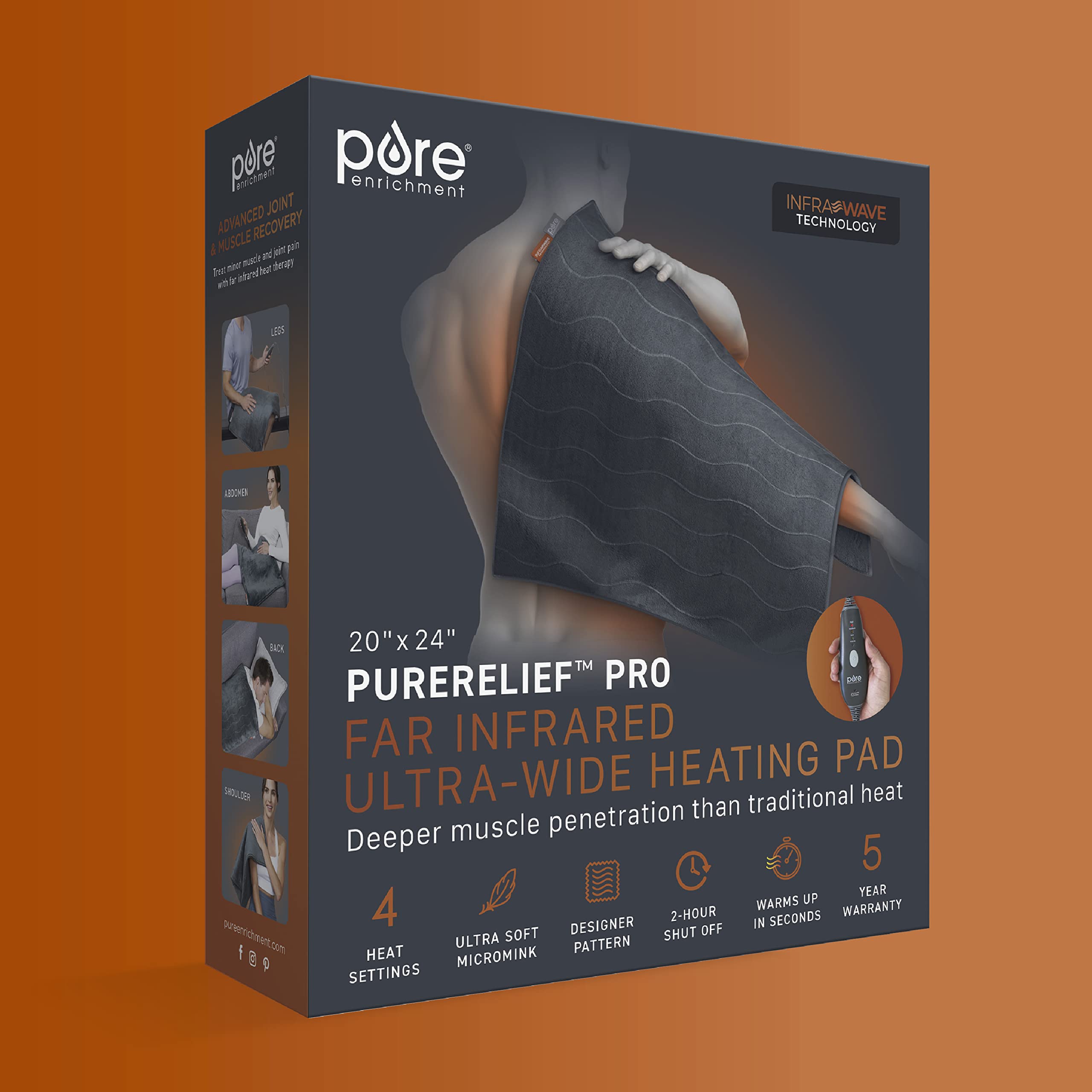 Caja, manual y accesorios de PureRelief Pro para uso fácil