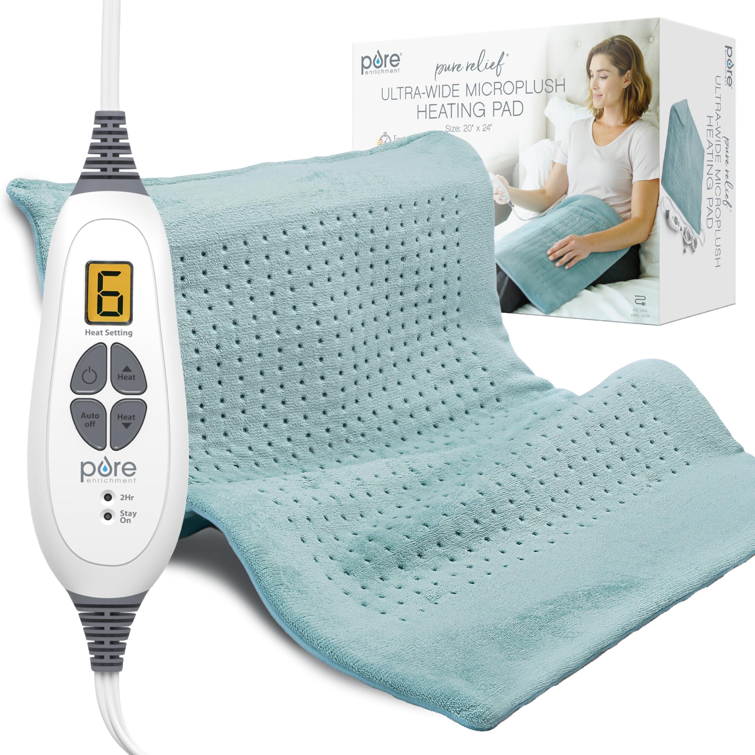 Pure Enrichment PureRelief, almohadilla amplia 20x24 para espalda y hombros.