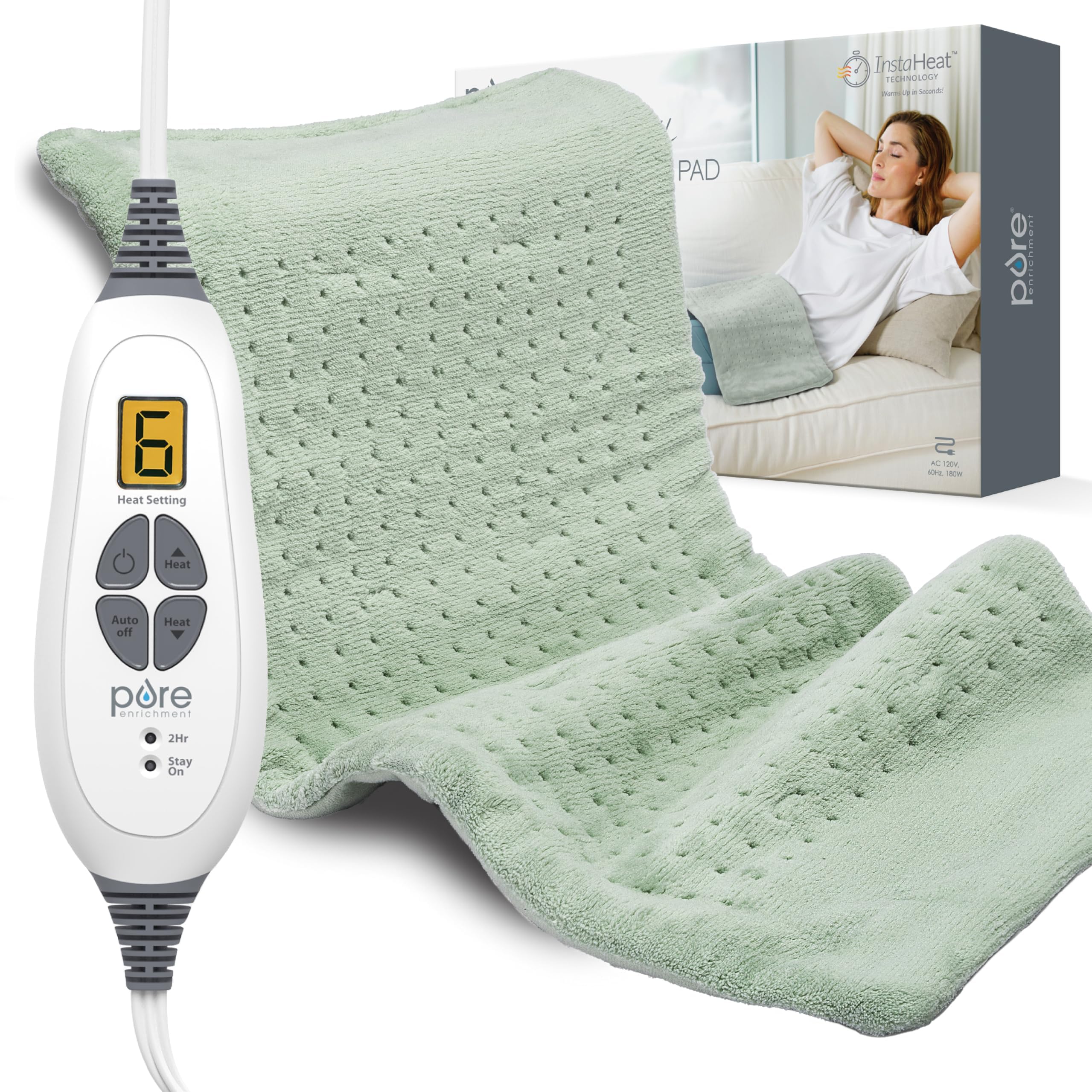 PureRelief XL almohadilla caliente de 24x12 pulgadas para alivio en cama
