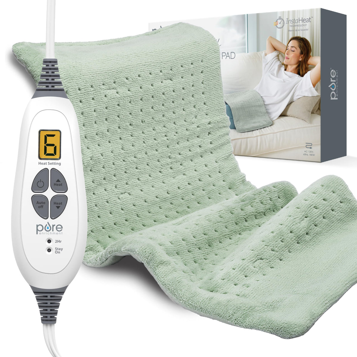 PureRelief XL almohadilla caliente de 24x12 pulgadas para alivio en cama