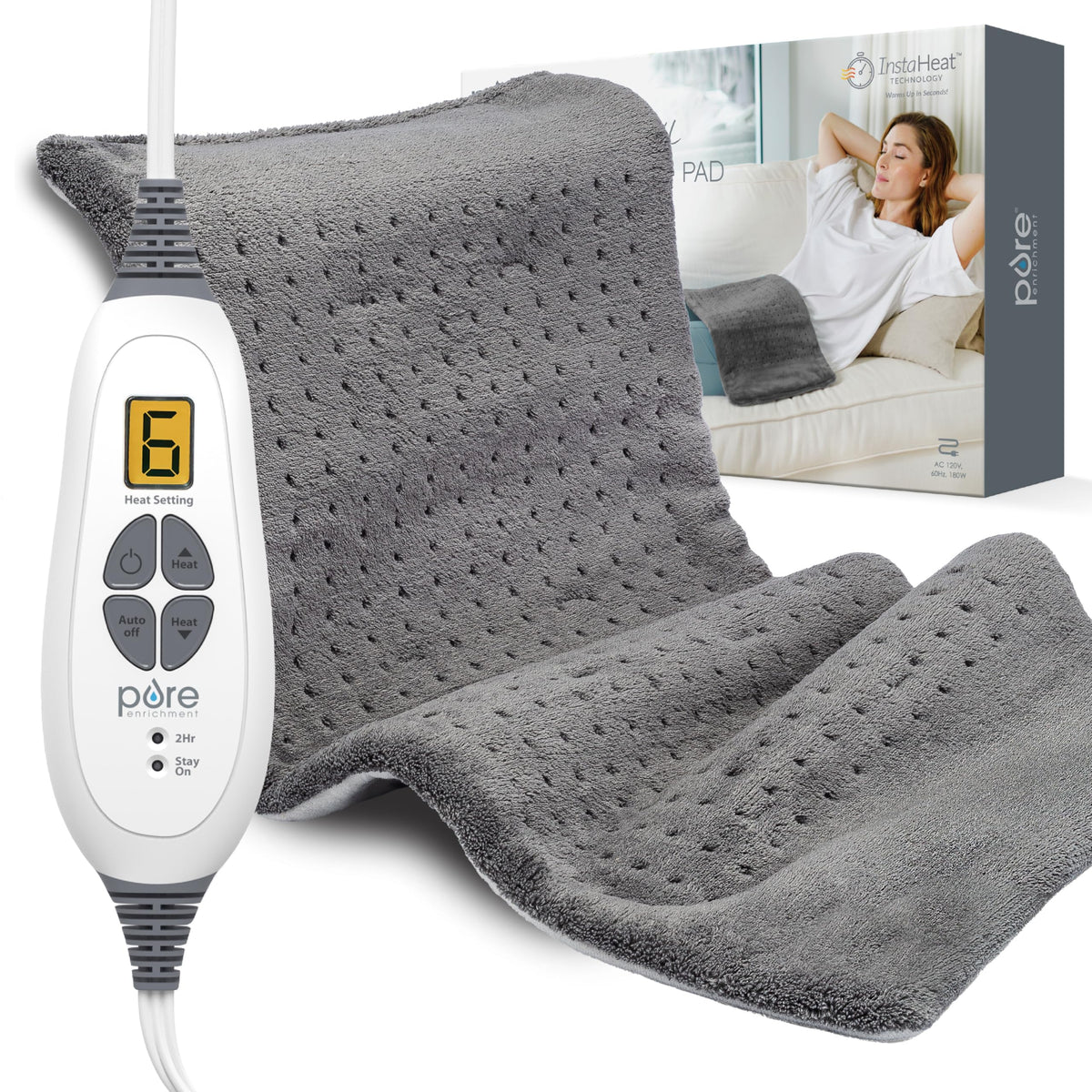 Pure Enrichment PureRelief XL ofrece calentamiento rápido para espalda.