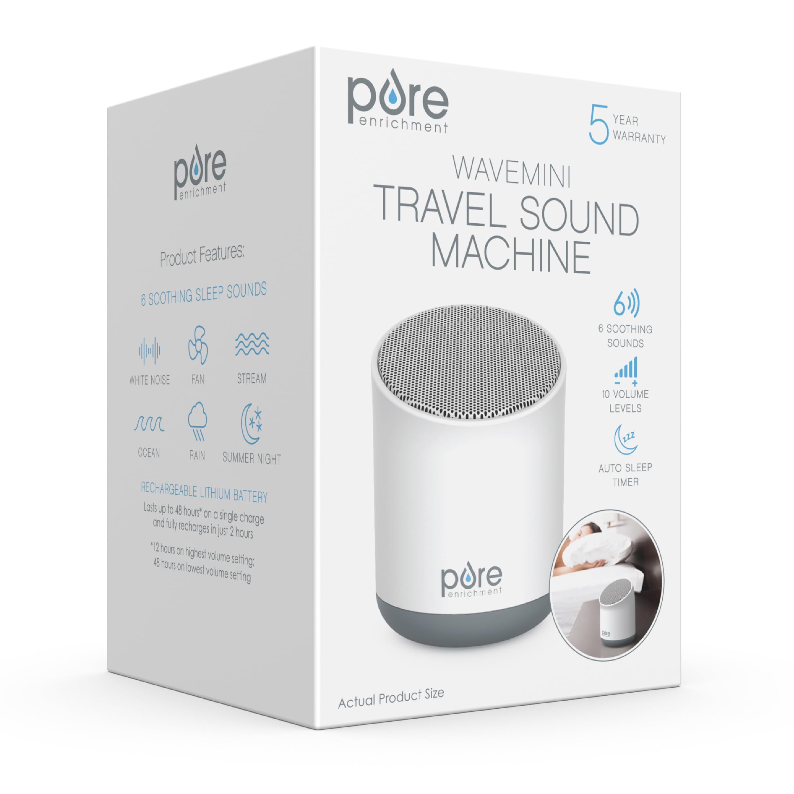 Pure Enrichment Wave Mini: cable micro USB para recargas fáciles y rápidas.