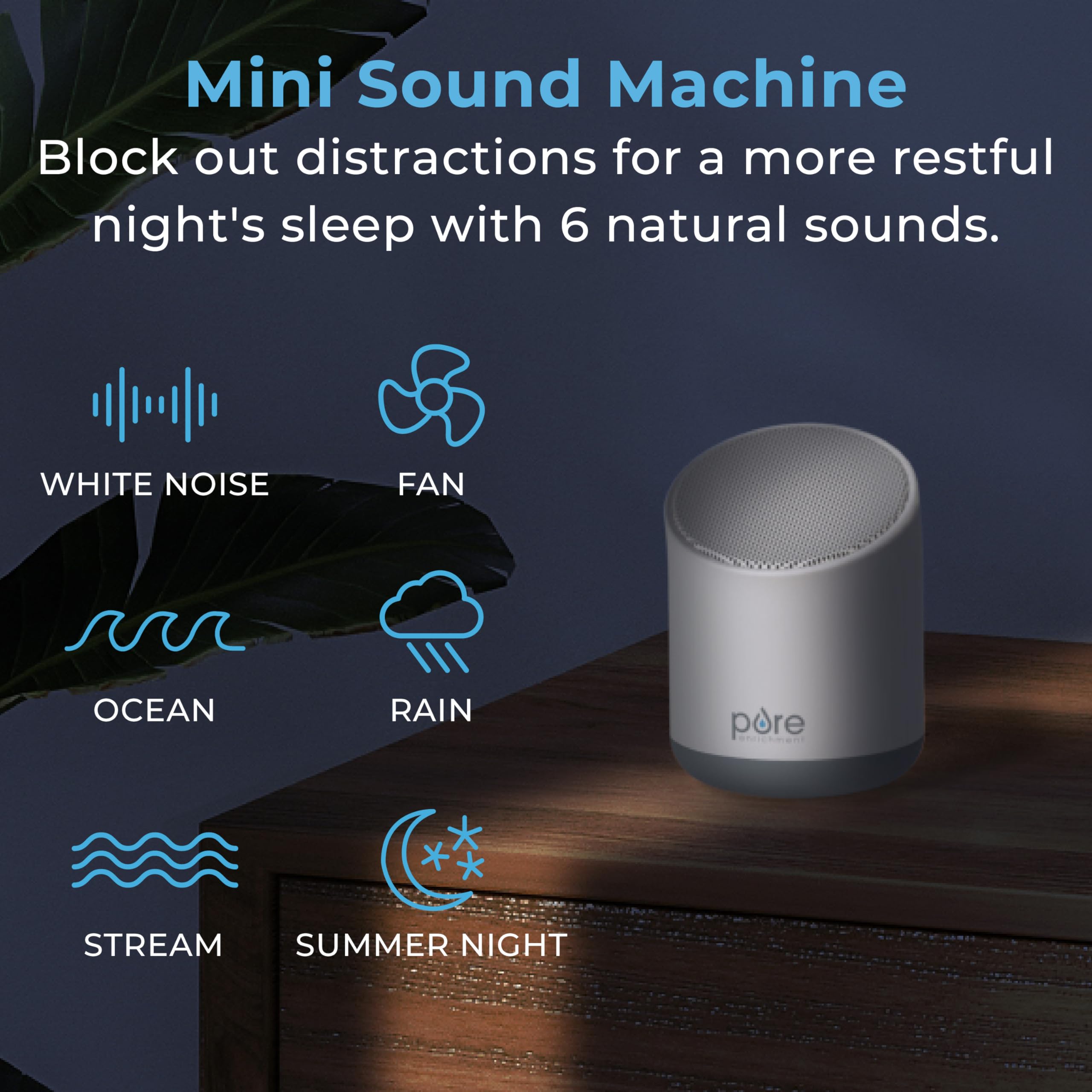 Pure Enrichment Wave Mini, lluvia: ideal para concentración o relajación en casa.