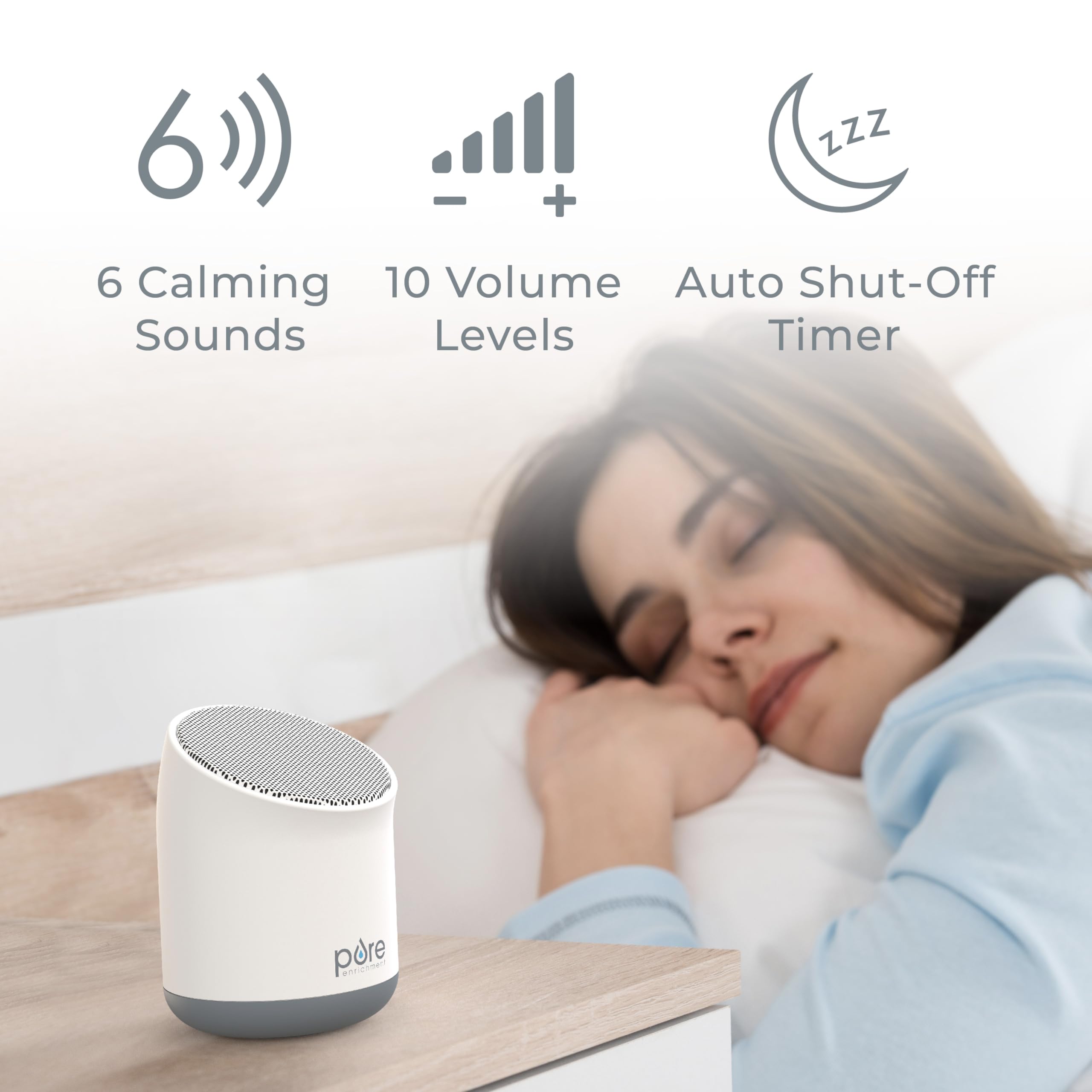 Pure Enrichment Wave Mini: noche de verano, crea ambiente calmante para dormir.