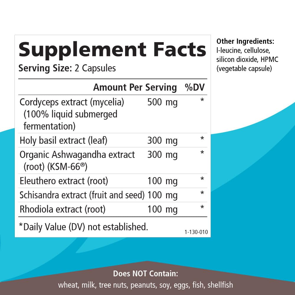 Adrenal Stability de Pure Essence Labs, ingredientes clave, ayuda a mantener energía sostenida.