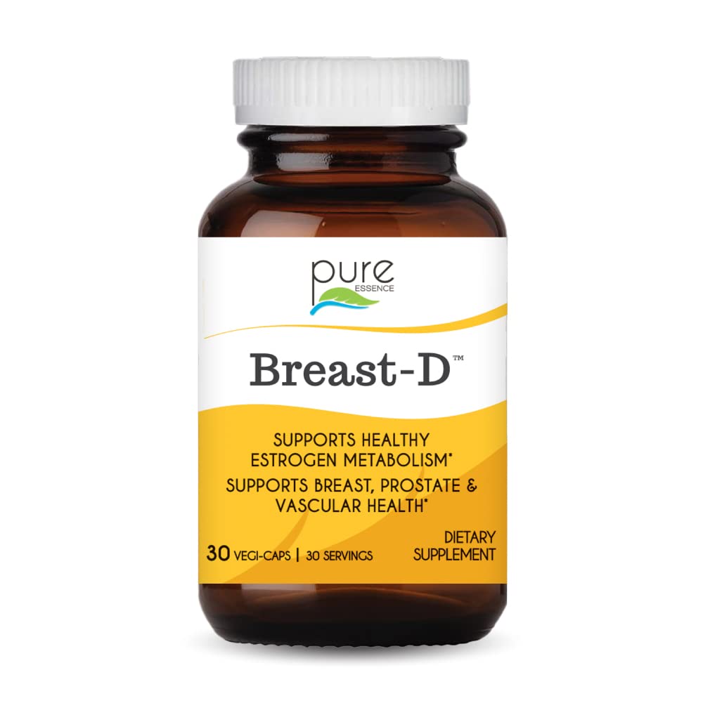 Breast D de Pure Essence Labs: botella con cápsulas para equilibrio hormonal.