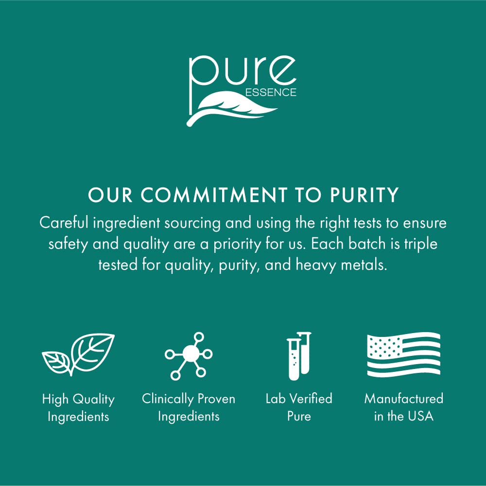 Empaque de Pure Essence Labs con cápsulas para bienestar diario.