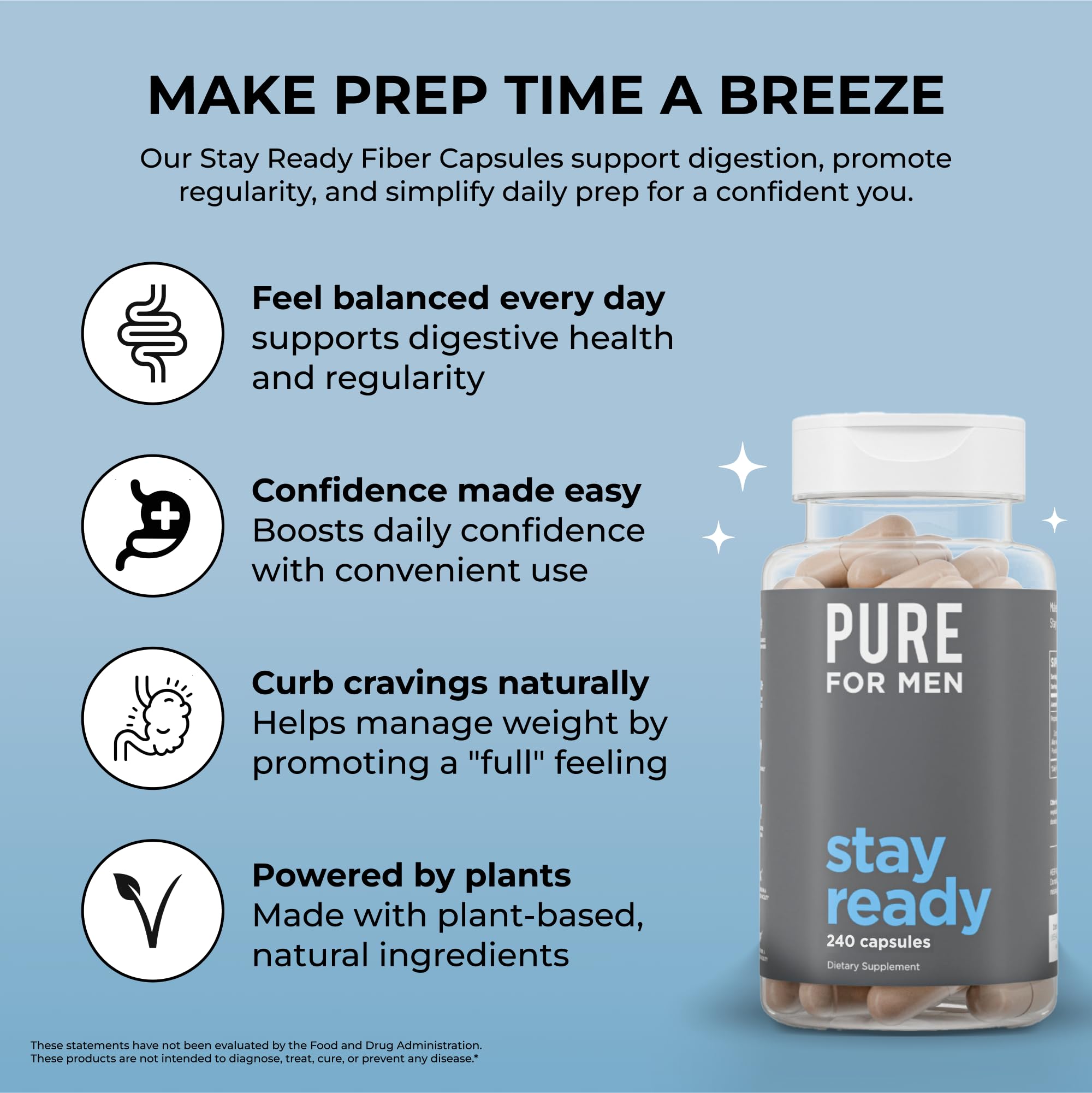 Pure for Men: semillas de chía para fibra y omega-3 en cada porción.