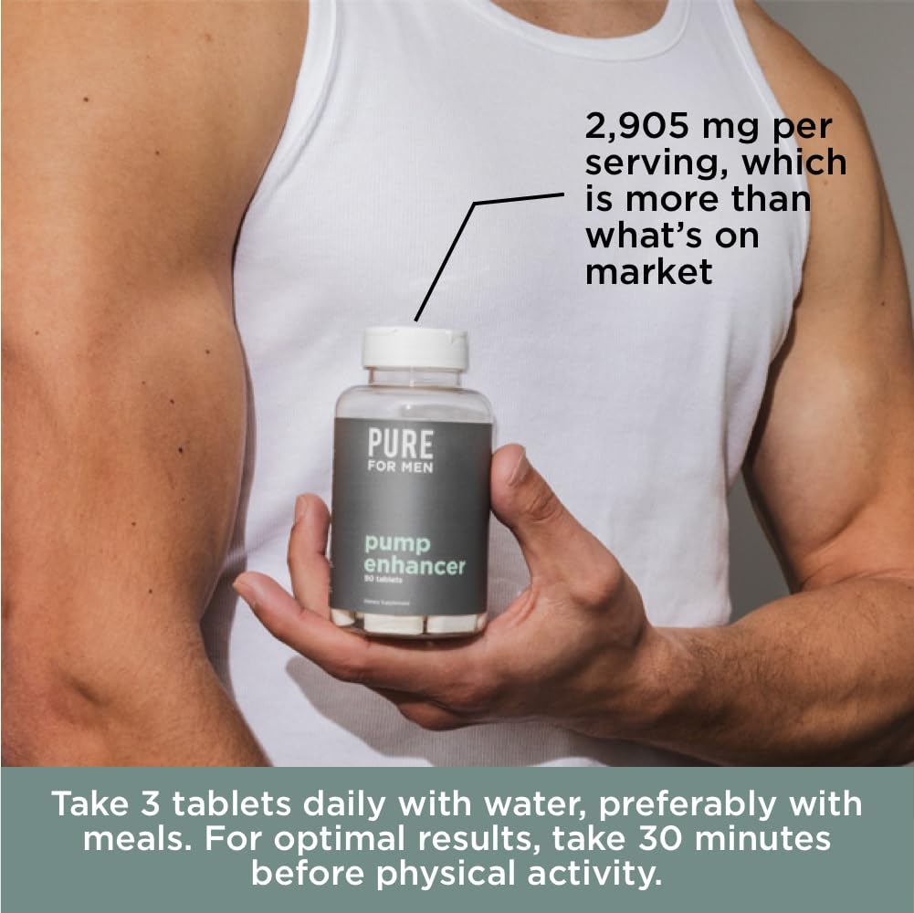 Pure for Men Pump Enhancer, manos sosteniendo el envase, versión práctica para el día a día.