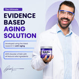PURE HEALTH MAX PHM NAD Resveratrol etiqueta frontal destaca ingredientes clave para energía.