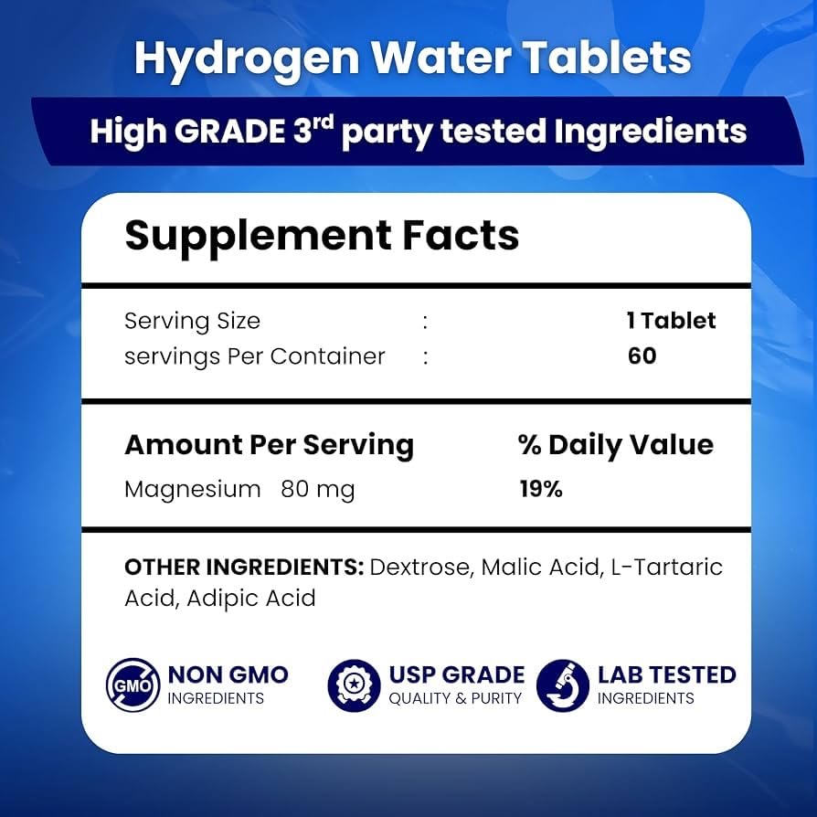 Tabletas PHM activan agua con electrolitos para mejor hidratación.