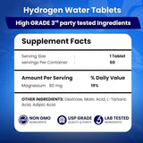Tabletas PHM activan agua con electrolitos para mejor hidratación.