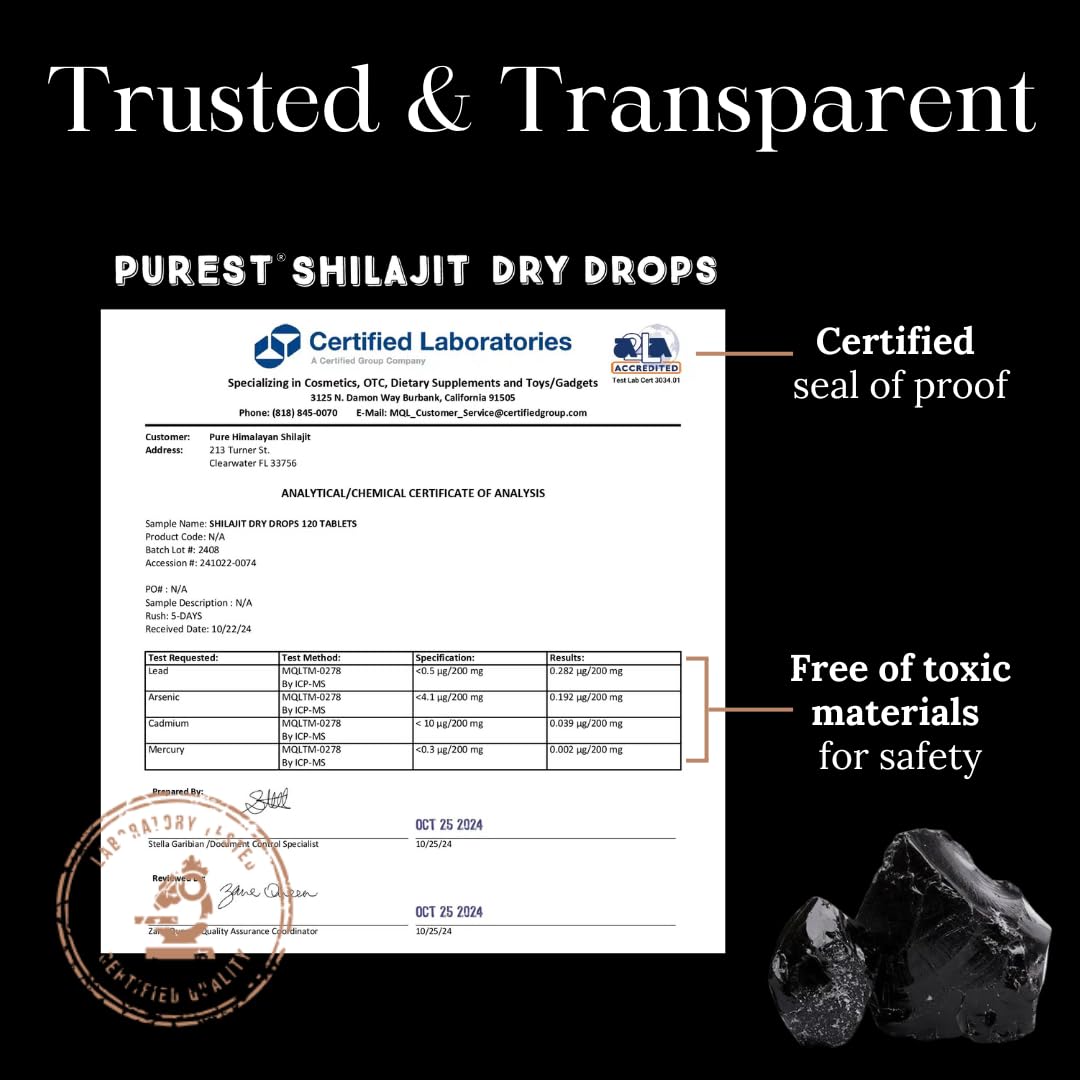 Pure Himalayan Shilajit Gotas Secas para apoyar la inmunidad.