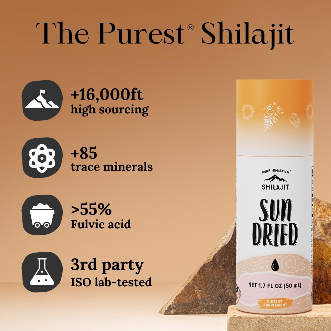 Pure Himalayan Shilajit, etiqueta clara: garantía de calidad y trazabilidad por lote.