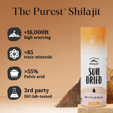 Pure Himalayan Shilajit, etiqueta clara: garantía de calidad y trazabilidad por lote.