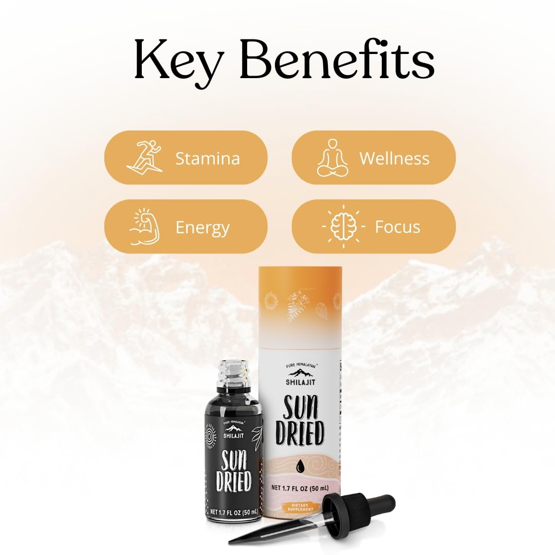 Pure Himalayan Shilajit, resina oscura: experiencia sensorial para mezclar en bebidas.