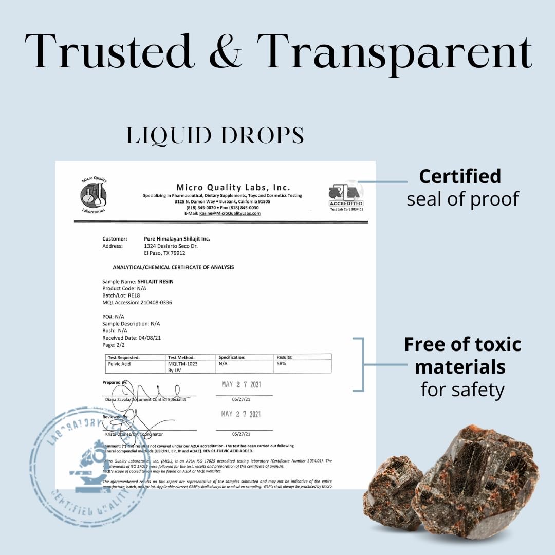Pure Himalayan Shilajit pruebas de seguridad en laboratorio independiente
