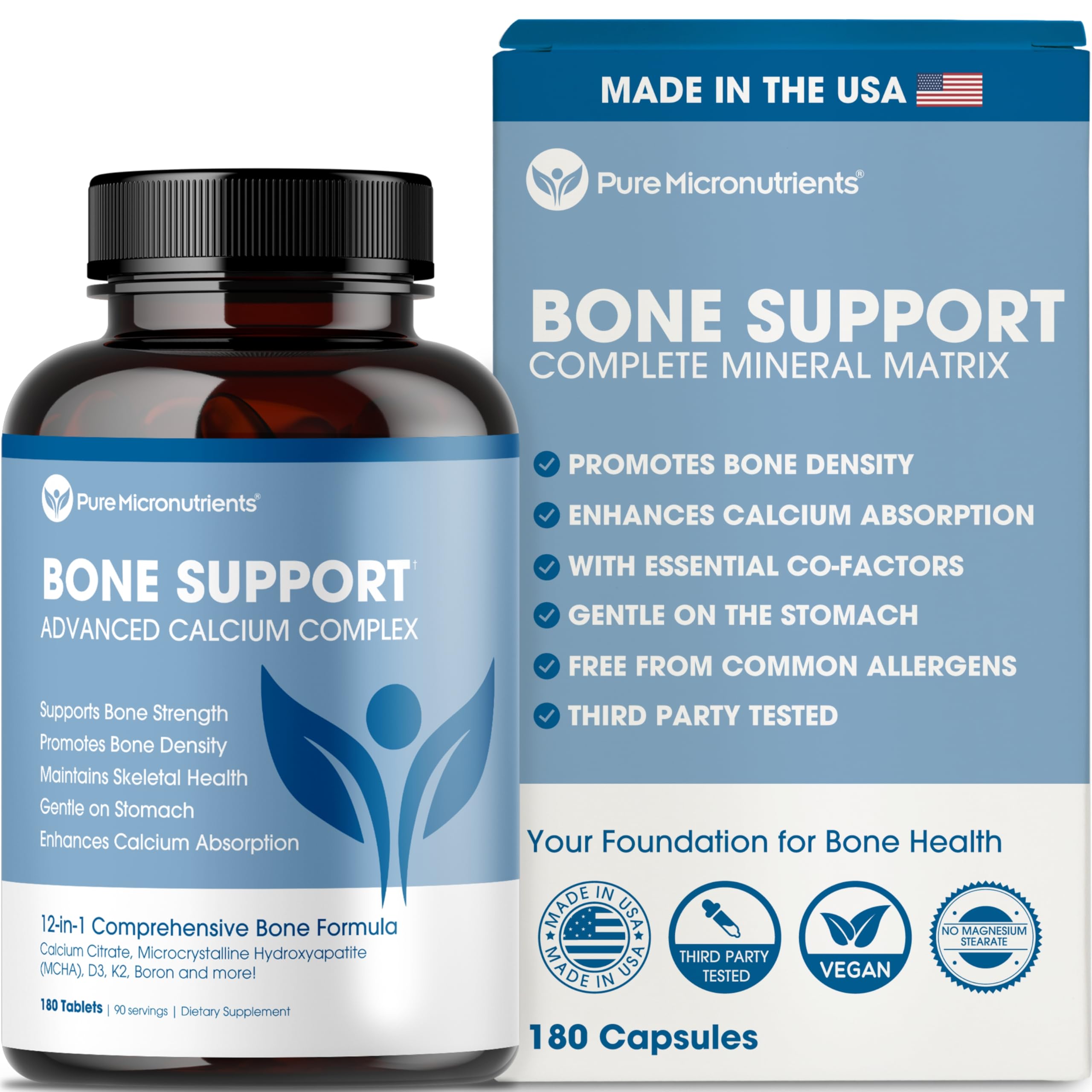 Pure Micronutrients Calcium: empaque práctico para uso diario y apoyo a la salud ósea.