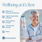 Pure Micronutrients Calcium: diseño curvo para tragar fácilmente durante el día.