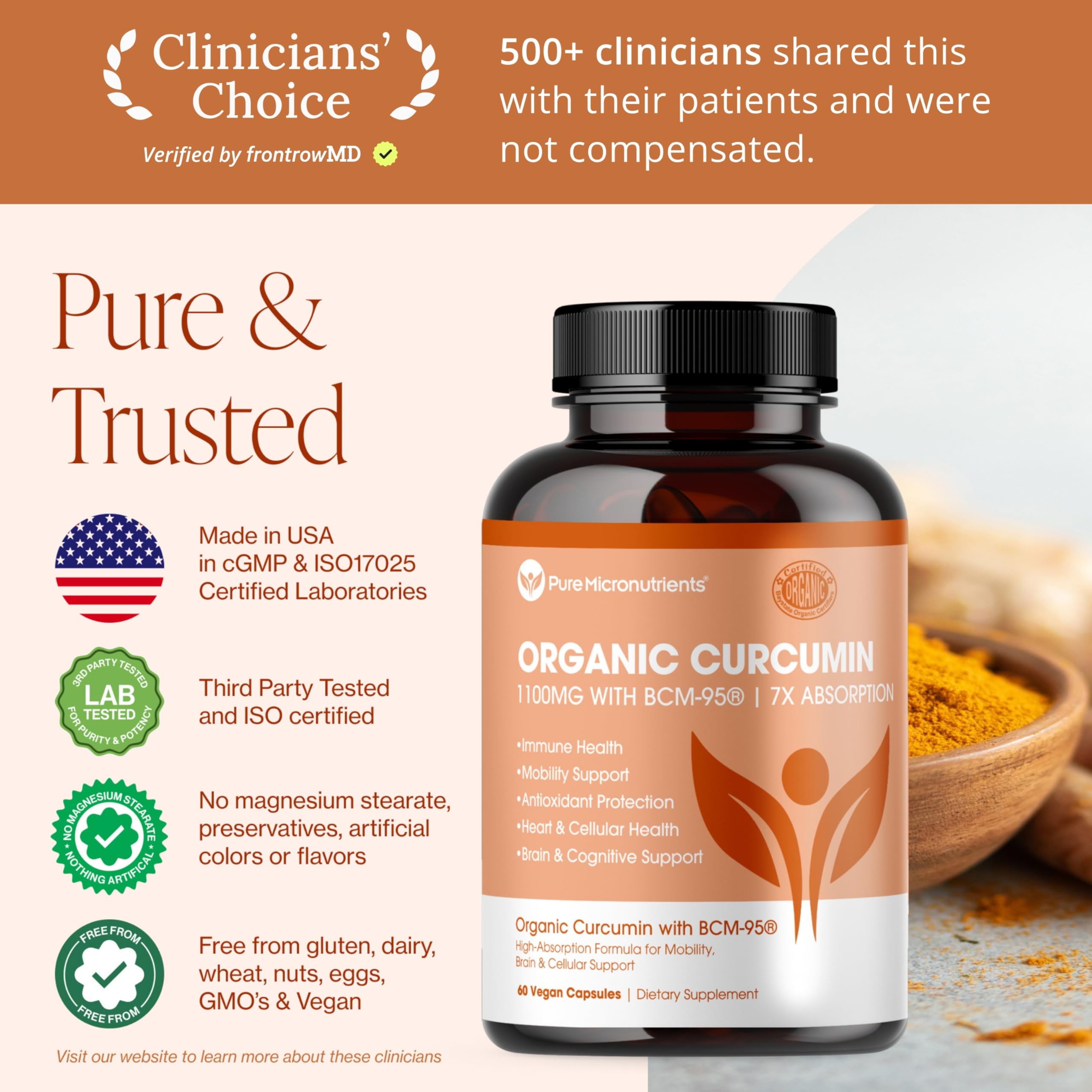 Ingredientes naturales de Pure Micronutrients Curcuma Orgánica