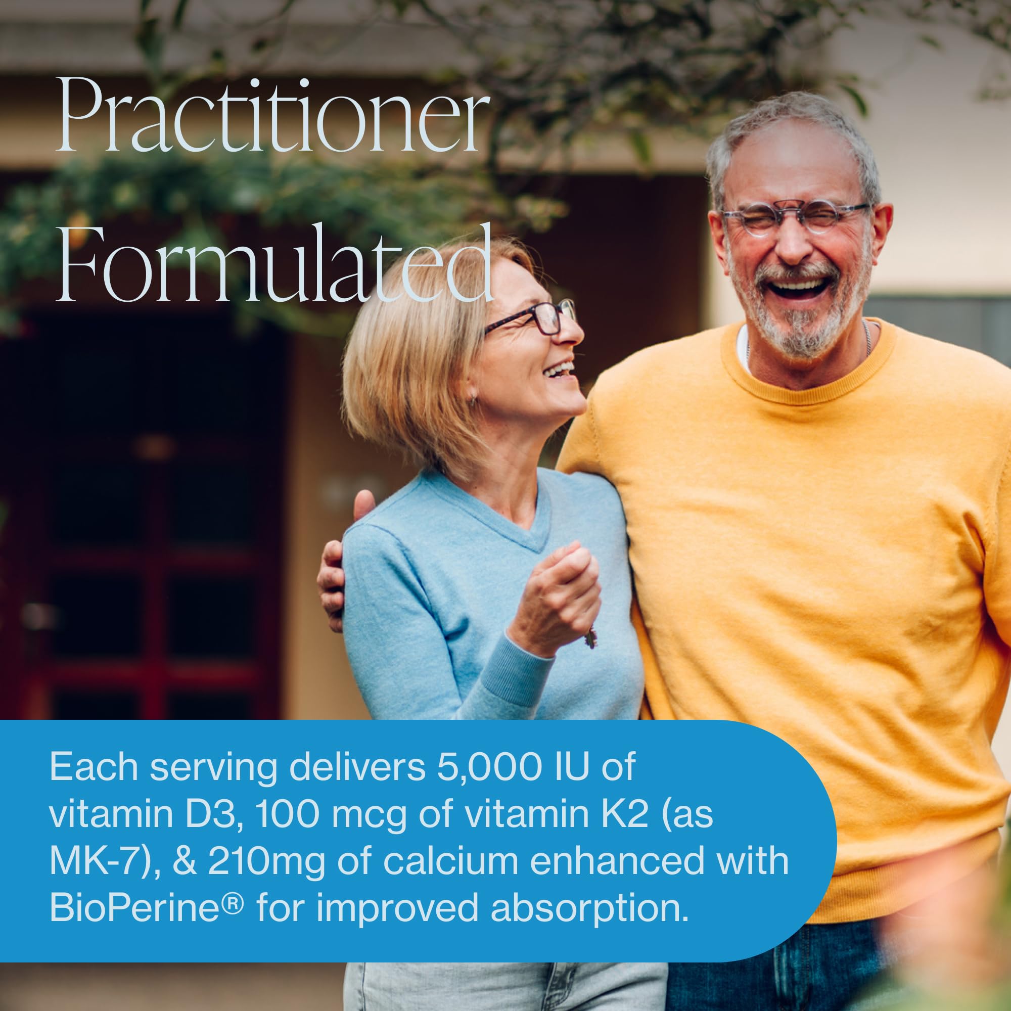 Pure Micronutrients etiqueta destaca D3 K2 y BioPerine para absorción.